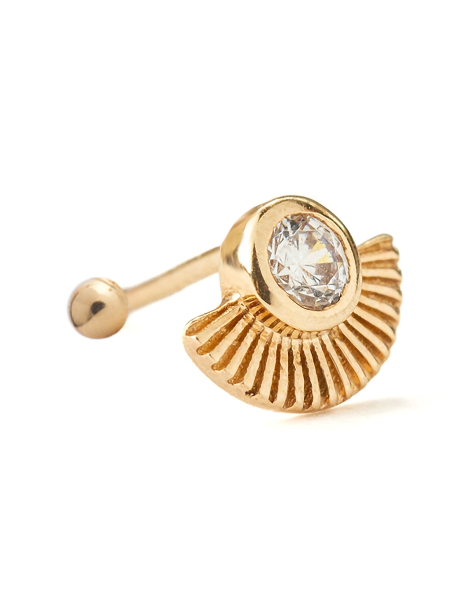 Piercing de abanico de oro 14 k con acabado pulido zirconia 3