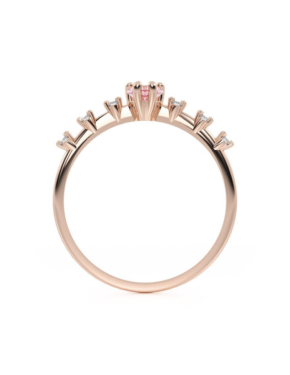 Anillo de corazón 14 k de oro zirconia brillante 3