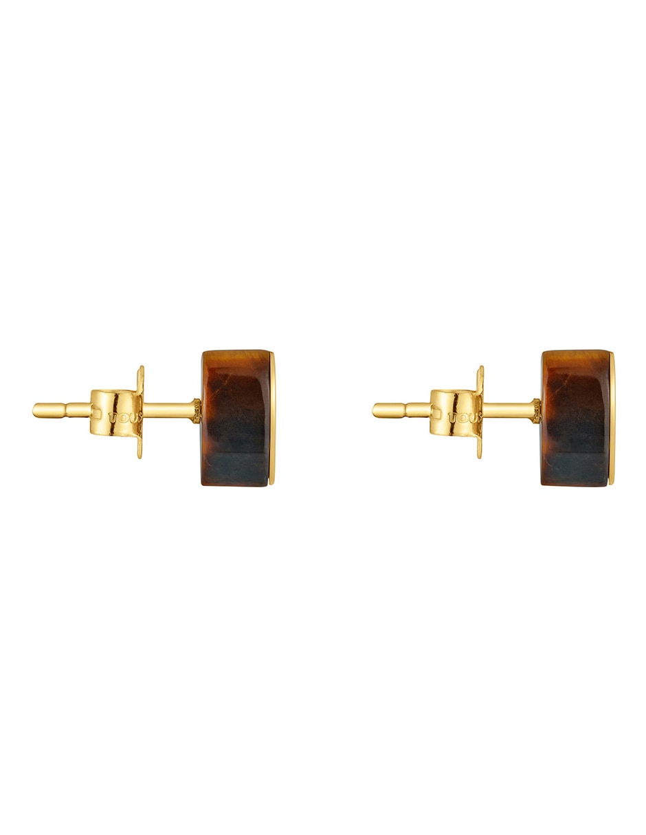 Aretes de corazón 1950 de oro amarillo con acabado brillante ojo de tigre 2