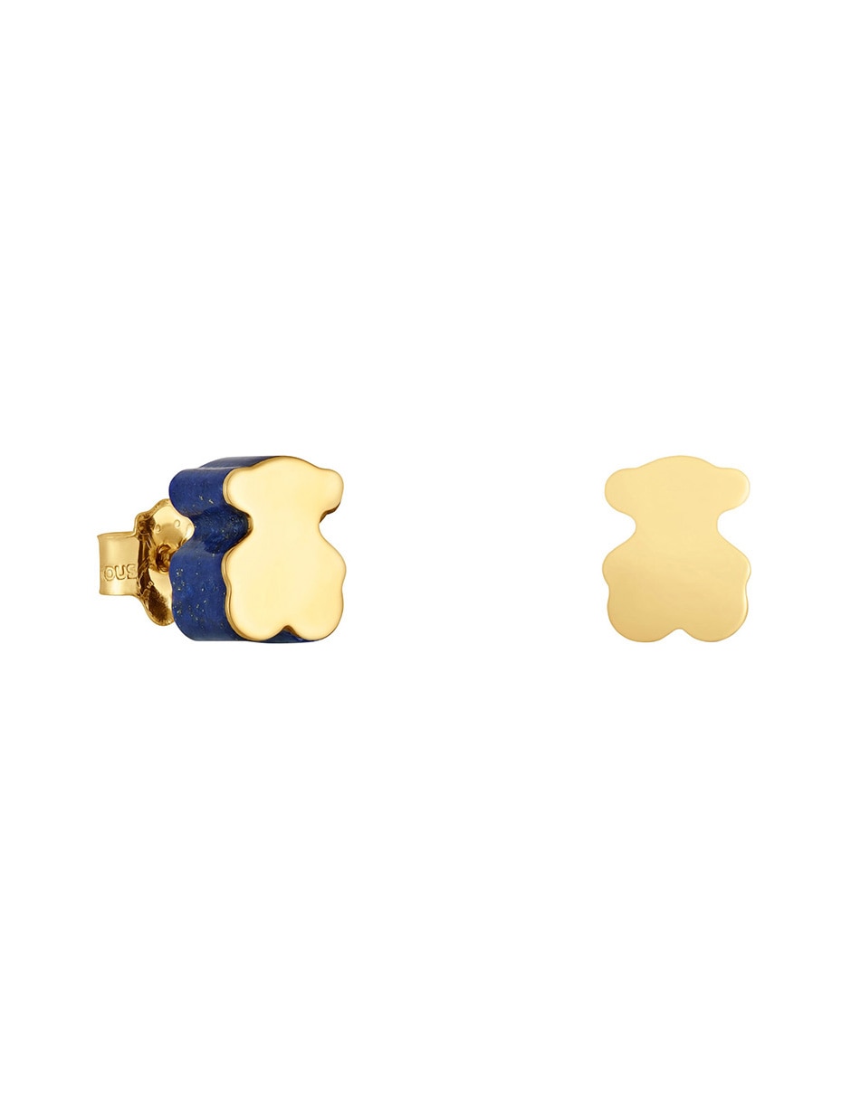 Aretes de oso 1950 de oro amarillo con acabado brillante lapislázuli