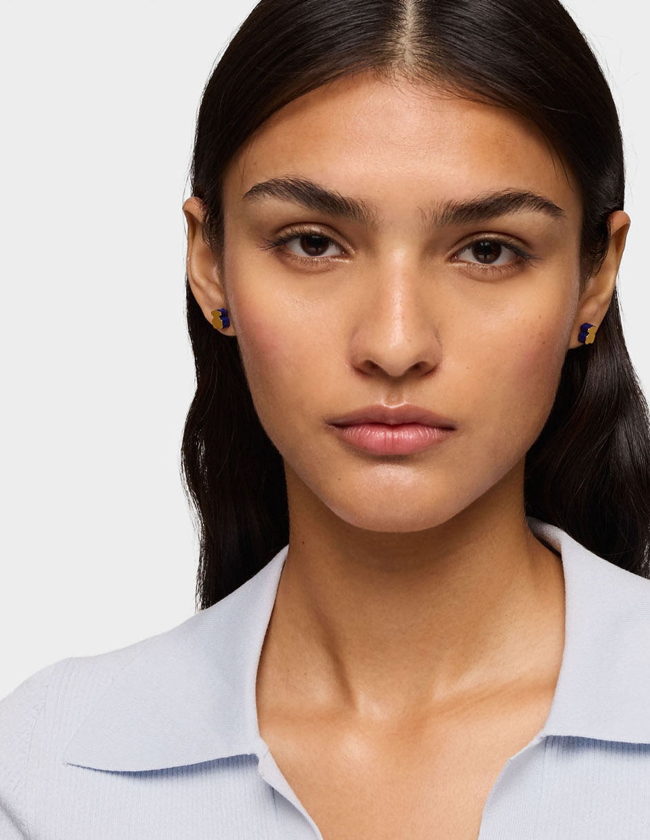 Aretes de oso 1950 de oro amarillo con acabado brillante lapislázuli 5