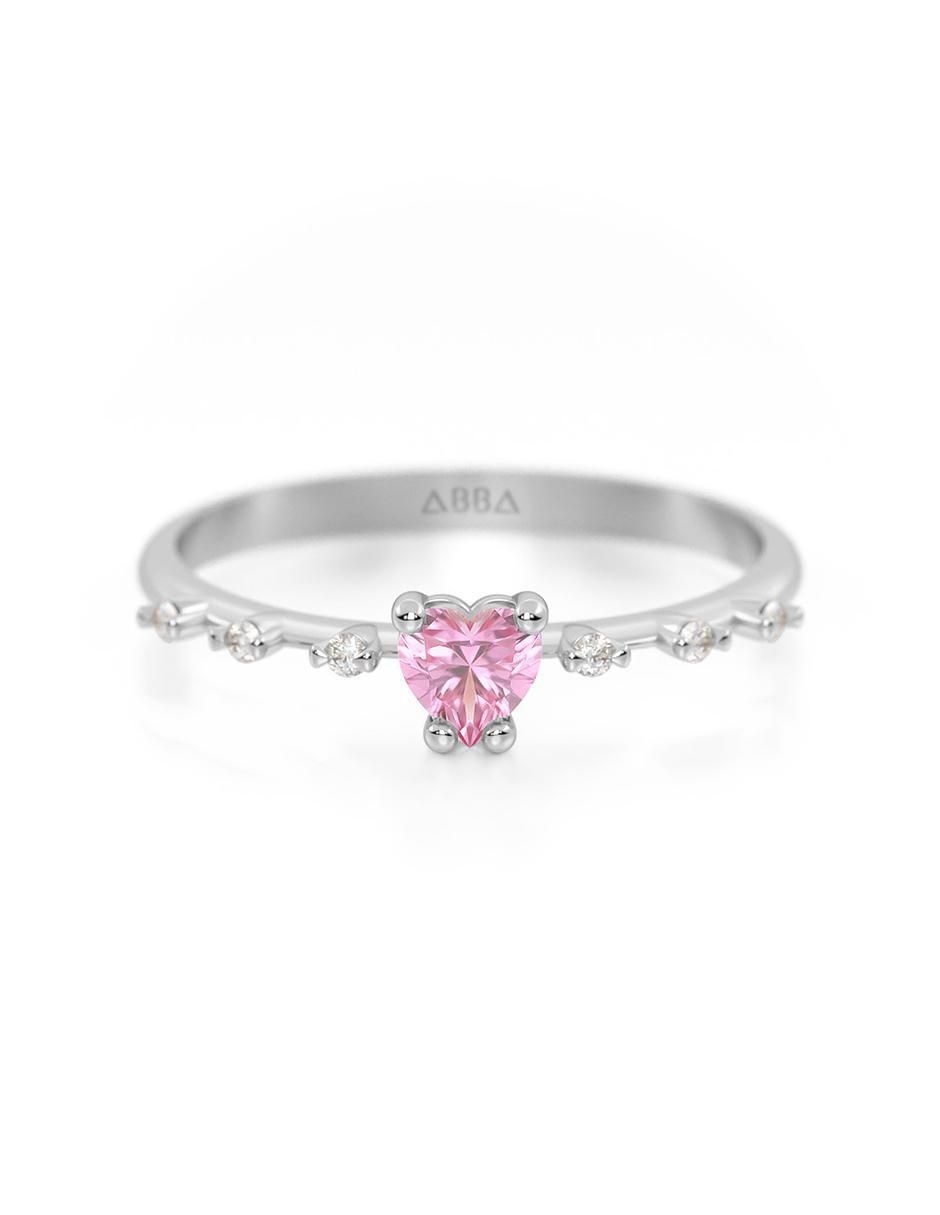 Anillo de corazón 10 k de oro zirconia brillante