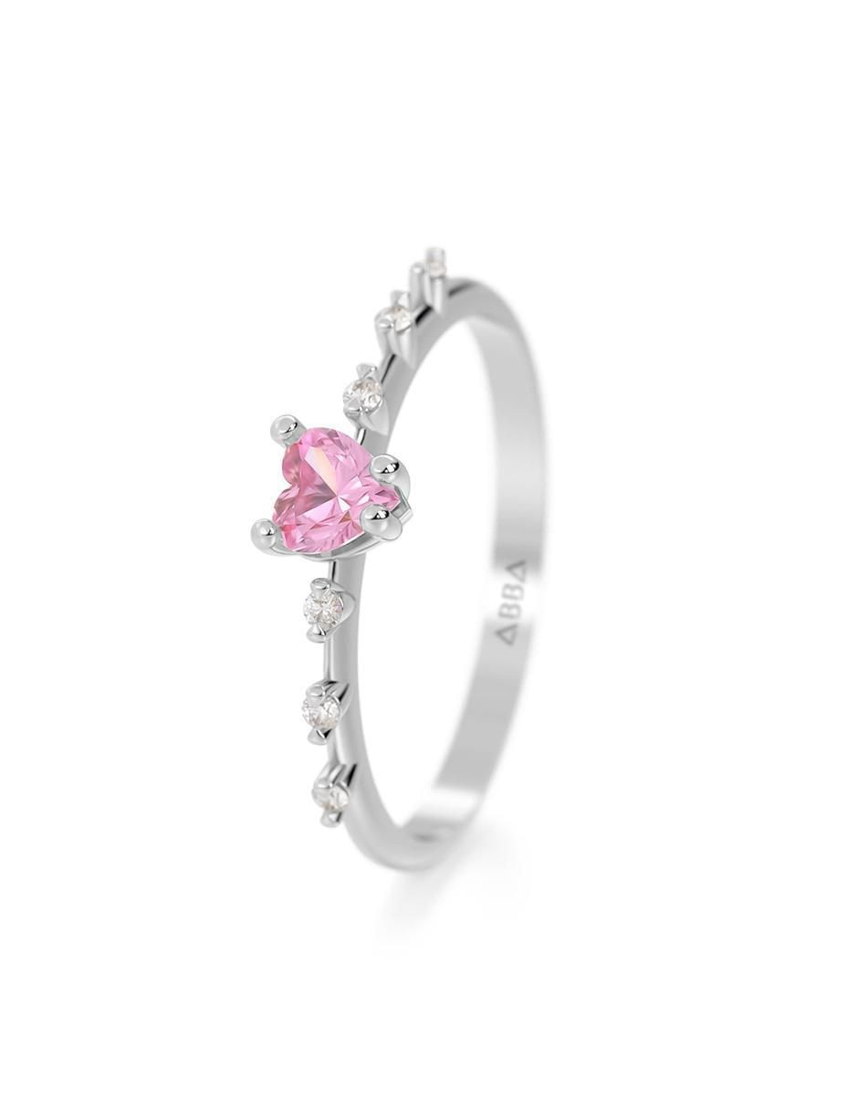 Anillo de corazón 10 k de oro zirconia brillante 3