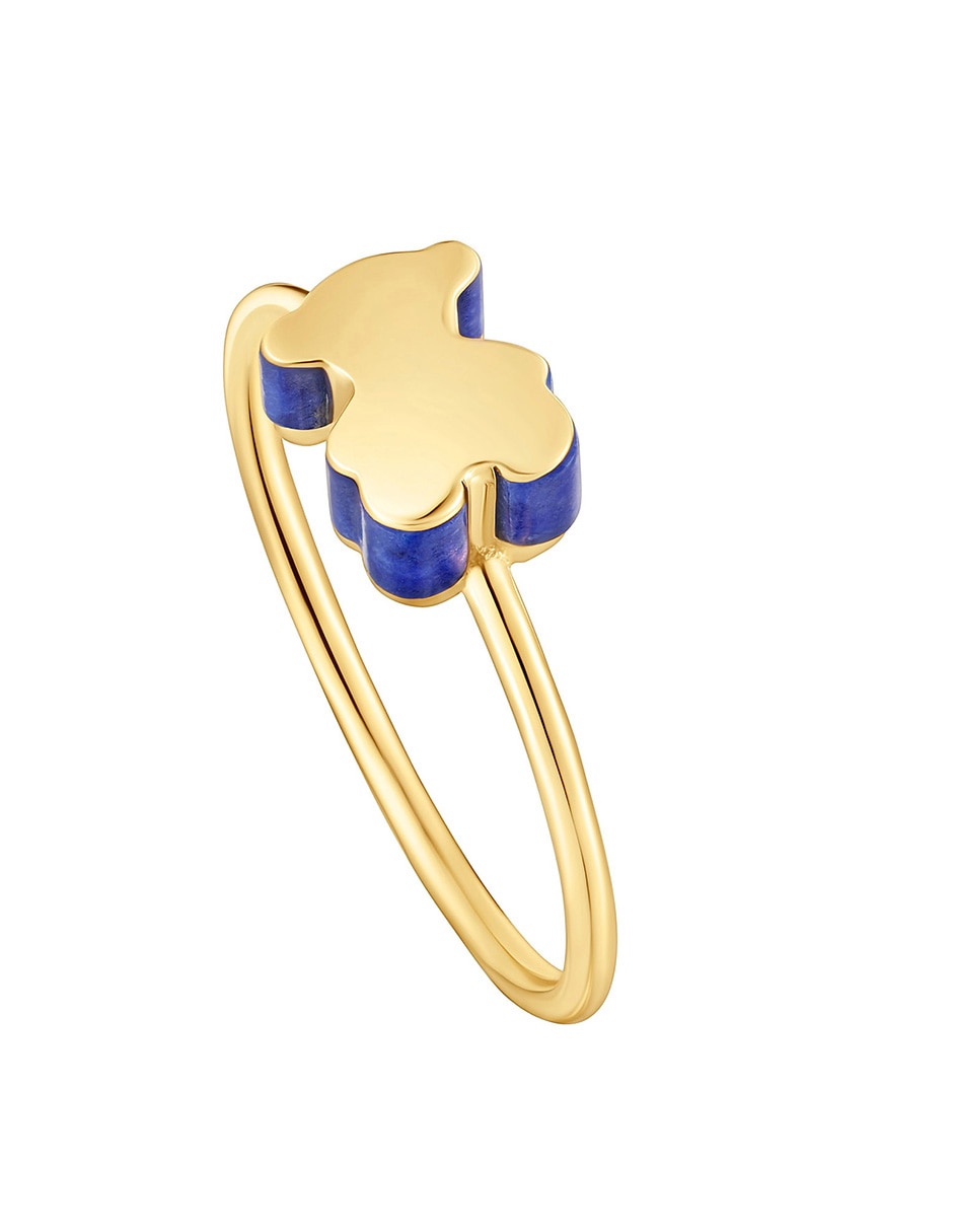 Anillo con gema de oso 18 k de oro amarillo lapislázuli brillante 2