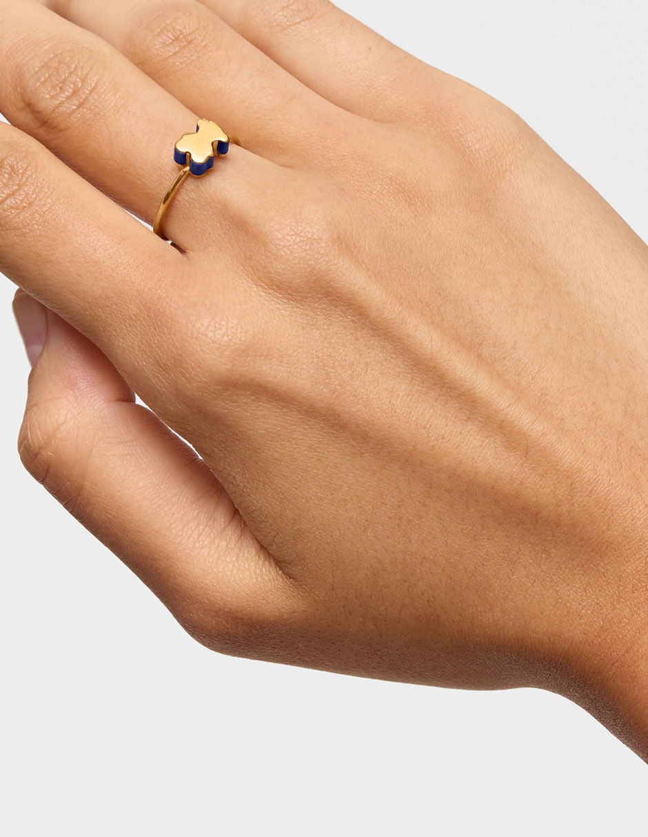 Anillo con gema de oso 18 k de oro amarillo lapislázuli brillante 6