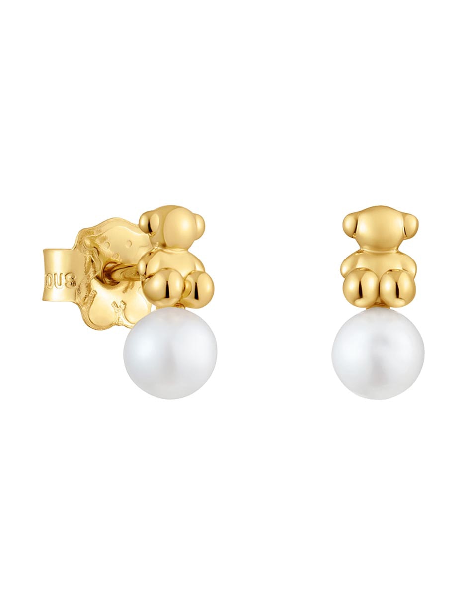 Broqueles Bold Bear de oro con acabado brillante perla