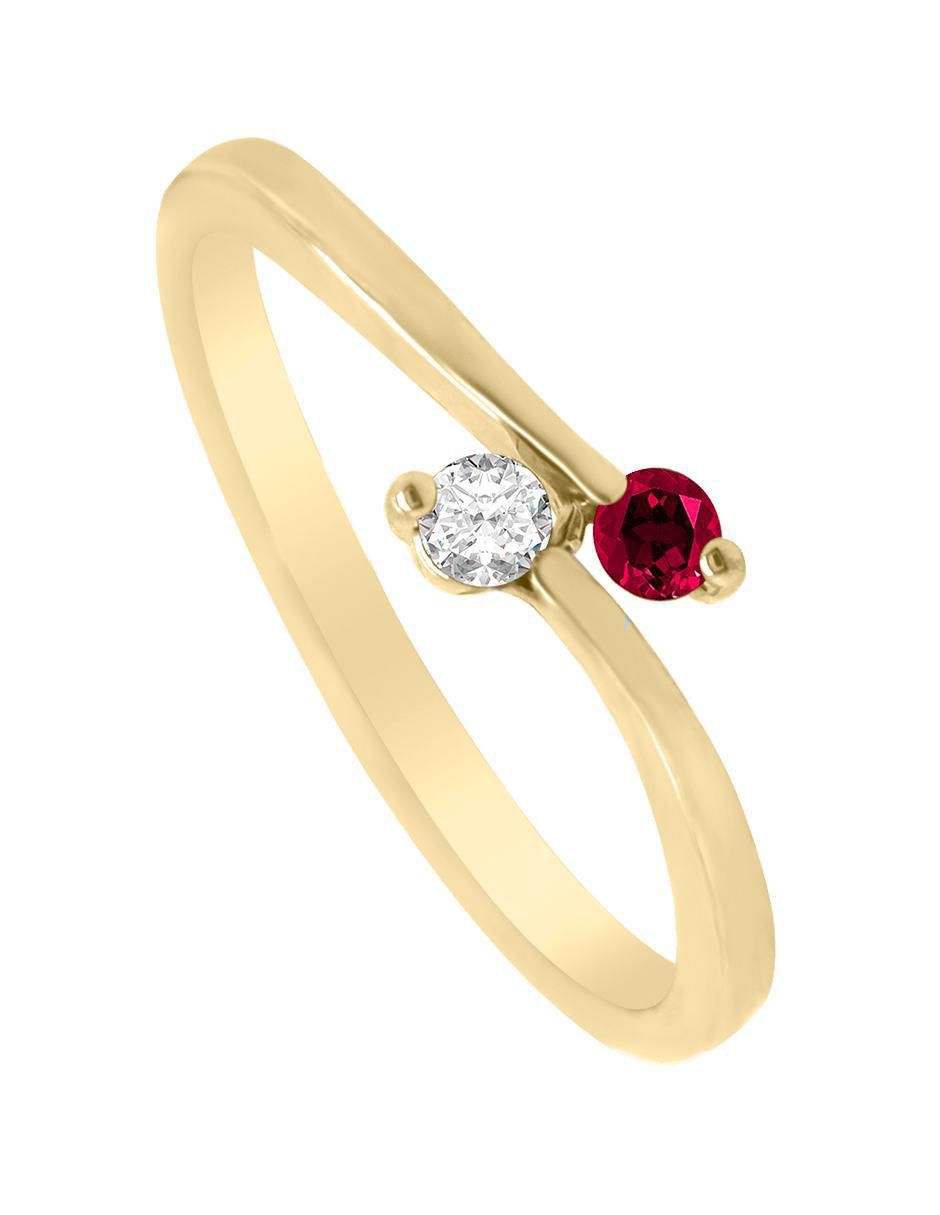 Anillo "de (si aplica)" redondo fascinare vivian sin temática 14 k "de" oro rubí y diamante