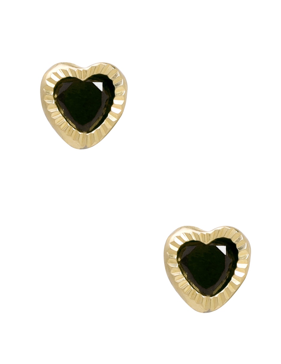 Broqueles de corazón de oro con acabado diamantado zirconia