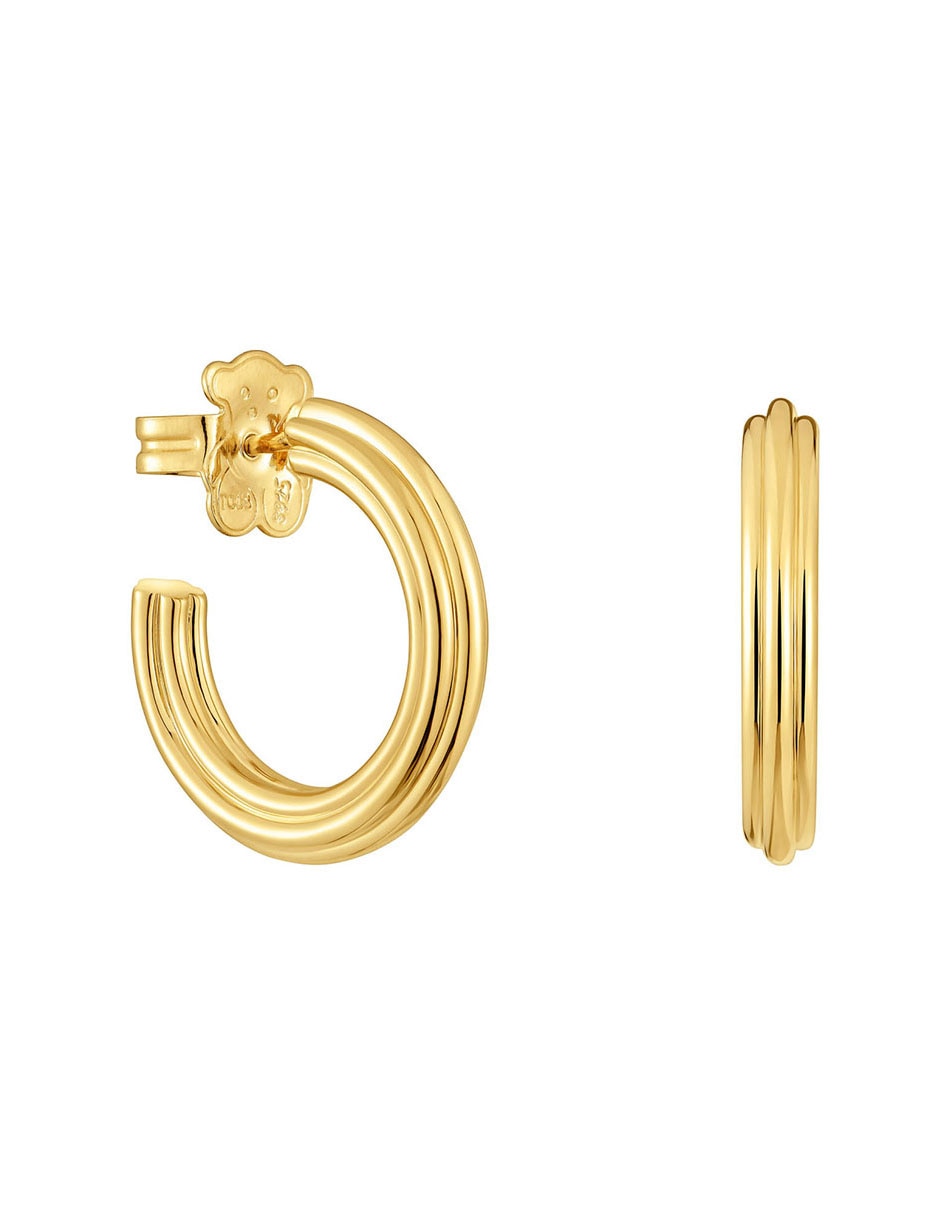 Aretes de aro 1950 de plata P 925 con acabado baño de oro