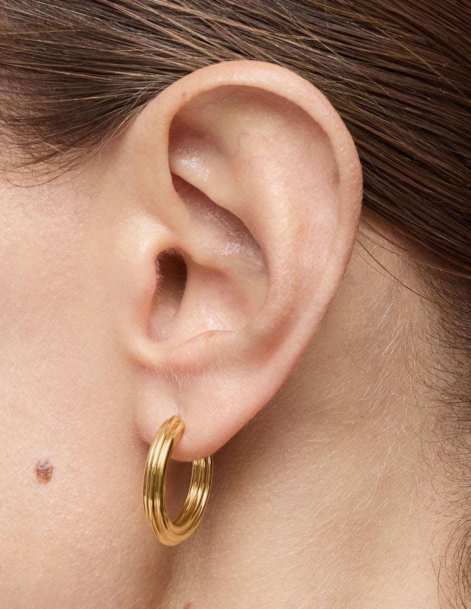Aretes de aro 1950 de plata P 925 con acabado baño de oro 6