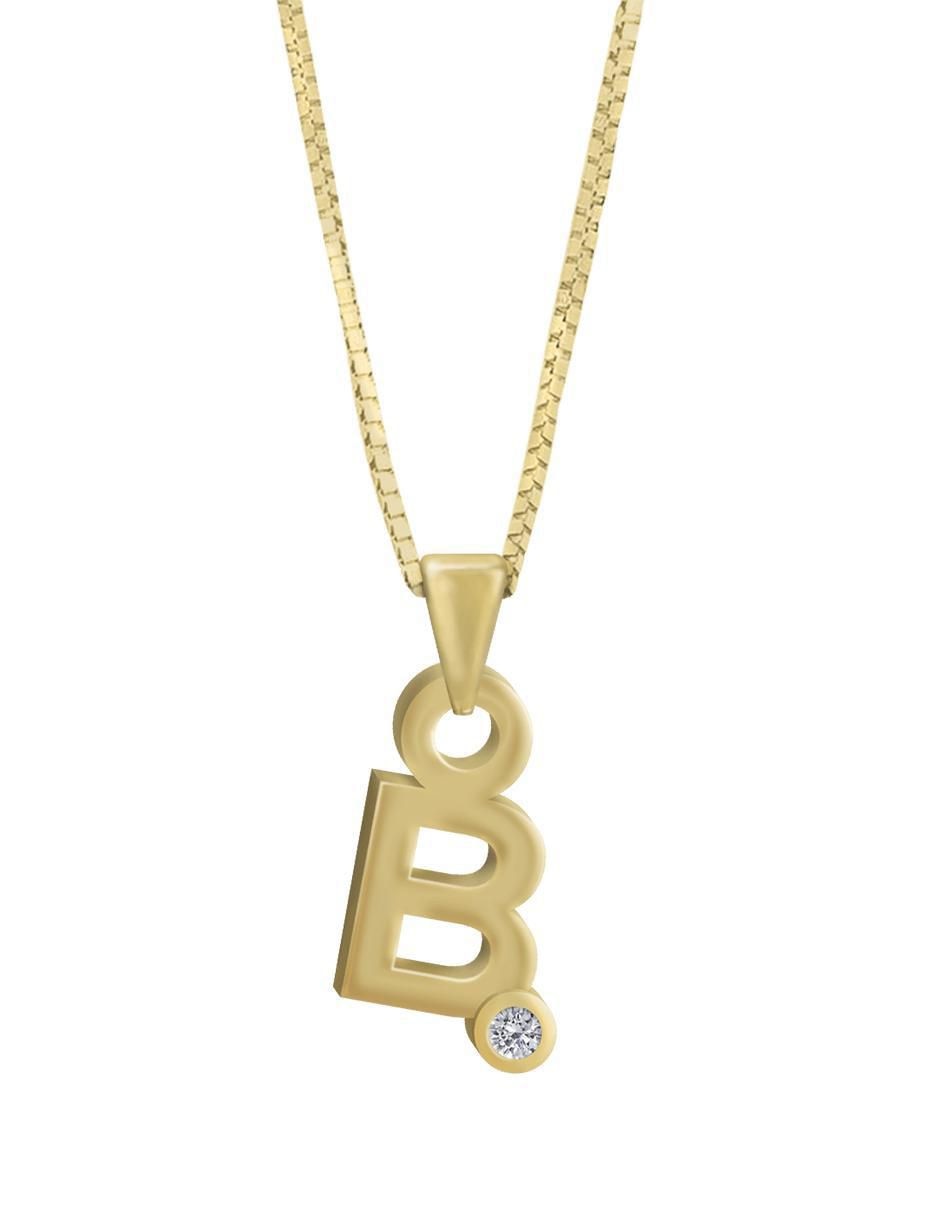 Colgante Y Dije de letras gardenia de oro amarillo 14 K