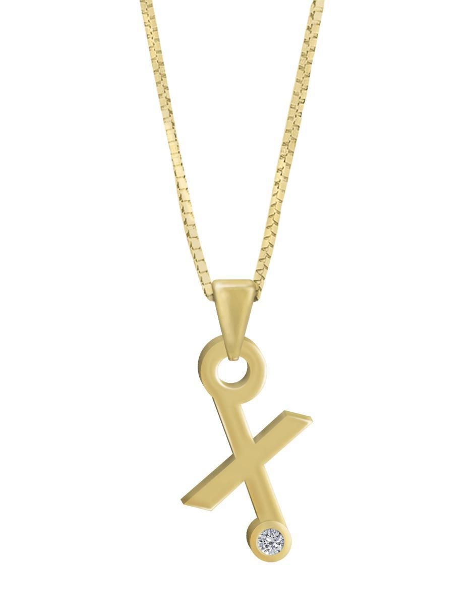 Colgante Y Dije de letras gardenia de oro amarillo 14 K