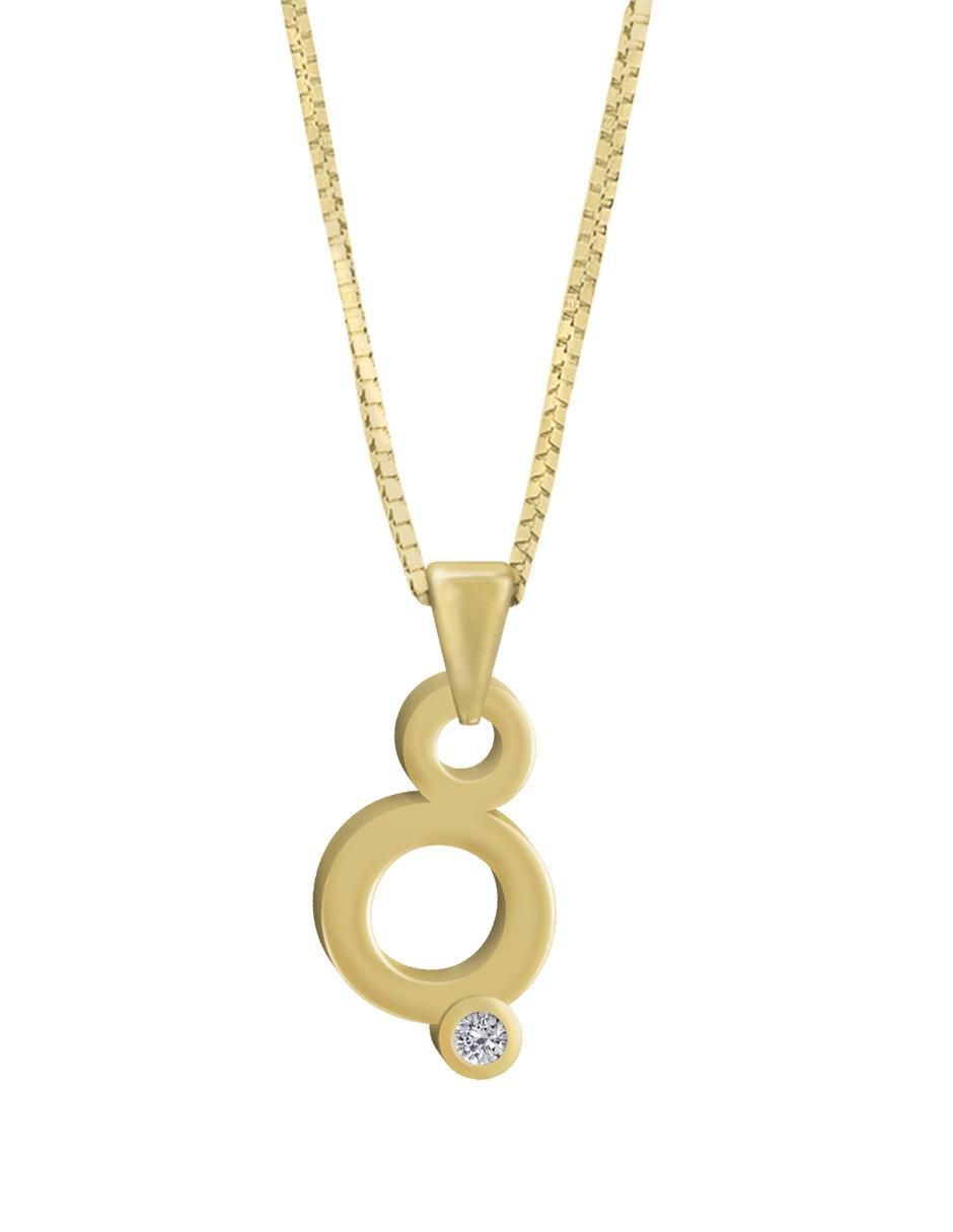 Colgante Y Dije de letras gardenia de oro amarillo 14 K