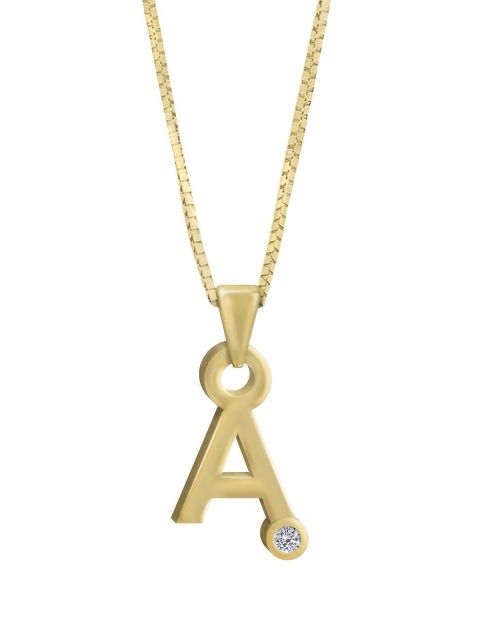 Colgante Y Dije de letras gardenia de oro amarillo 14 K