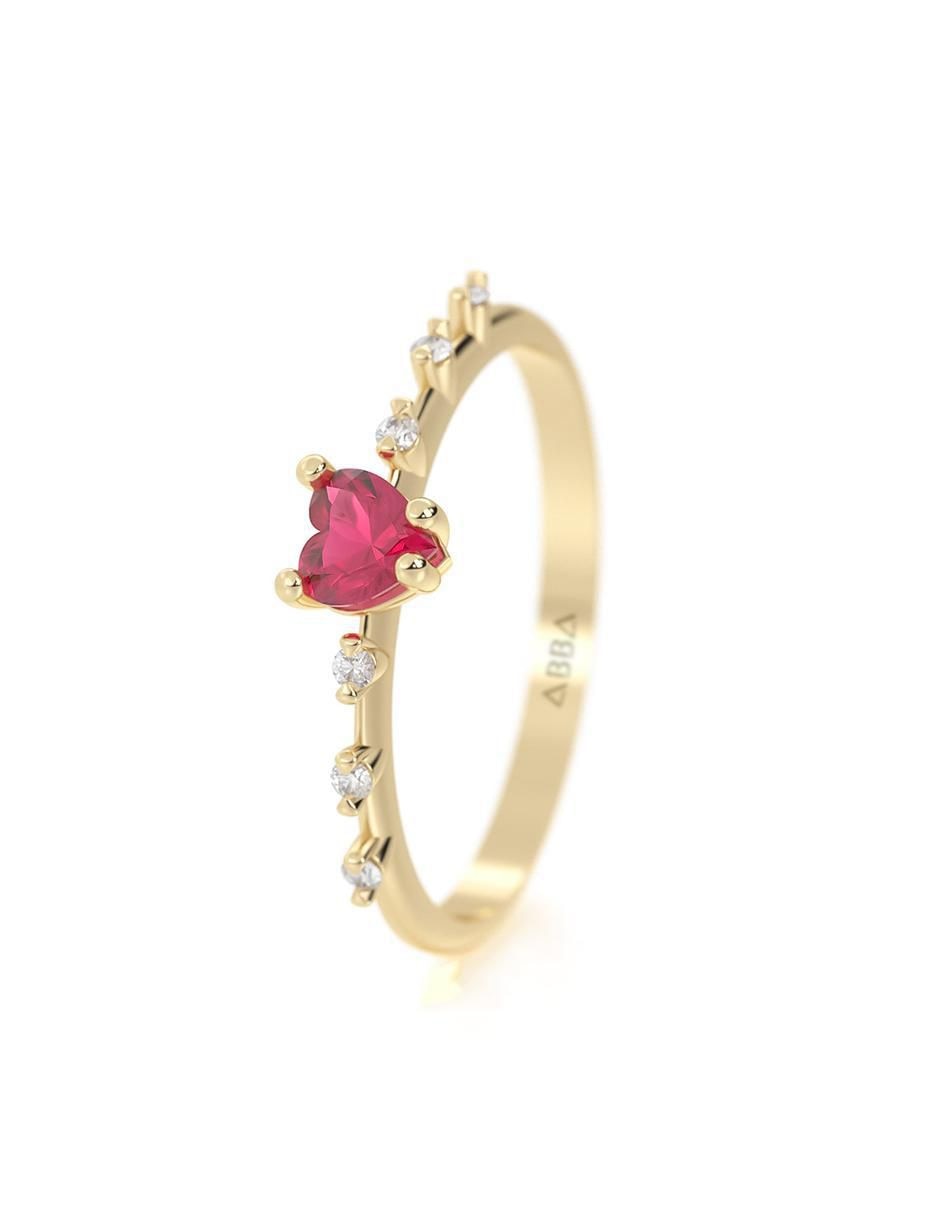 Anillo con gema "de (si aplica)" corazón abba joyas sin familia  sin temática 10 k "de" oro zirconia