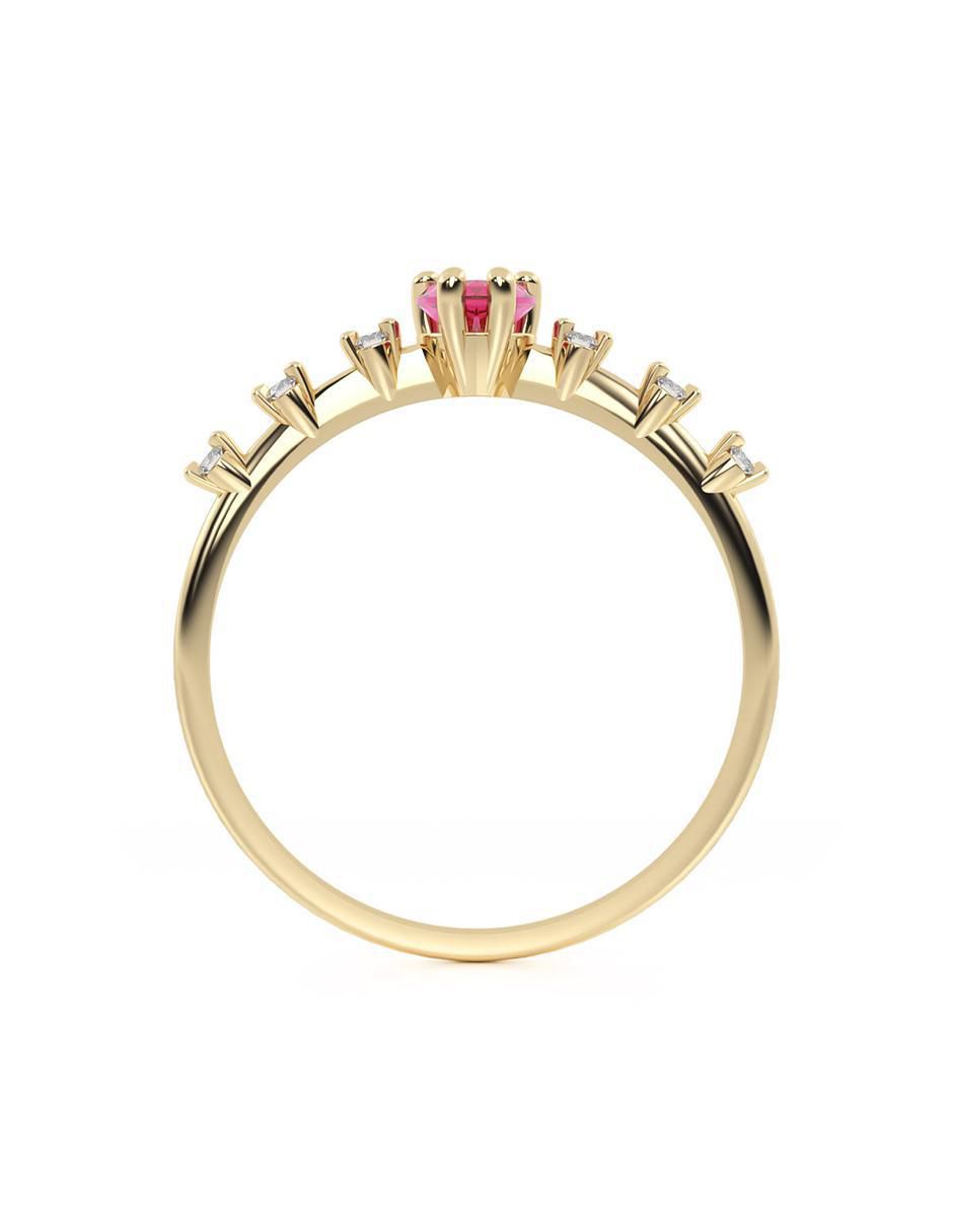 Anillo con gema "de (si aplica)" corazón abba joyas sin familia sin temática 14 k "de" oro zirconia