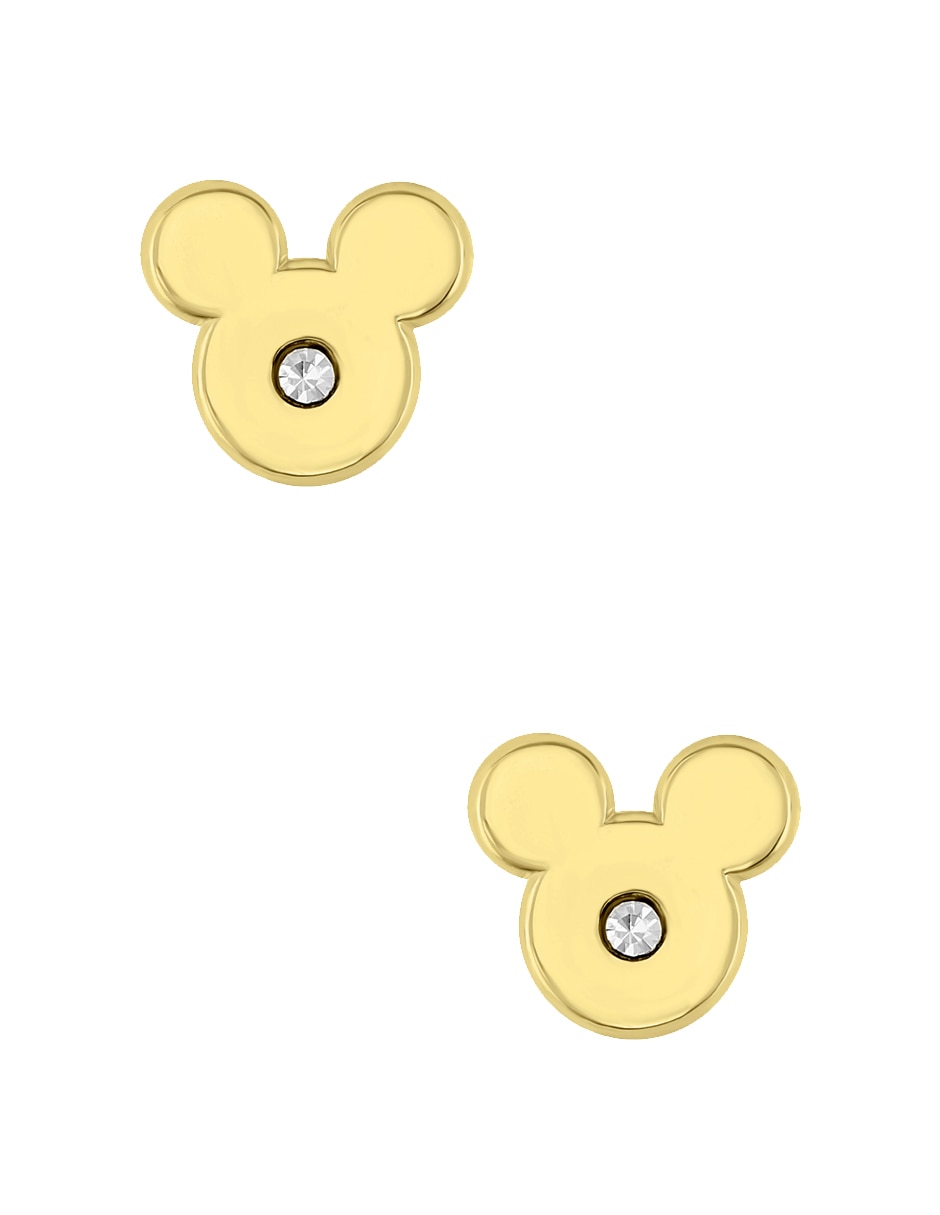 Broqueles Diseny de oro amarillo 14 K con acabado brillante zirconia