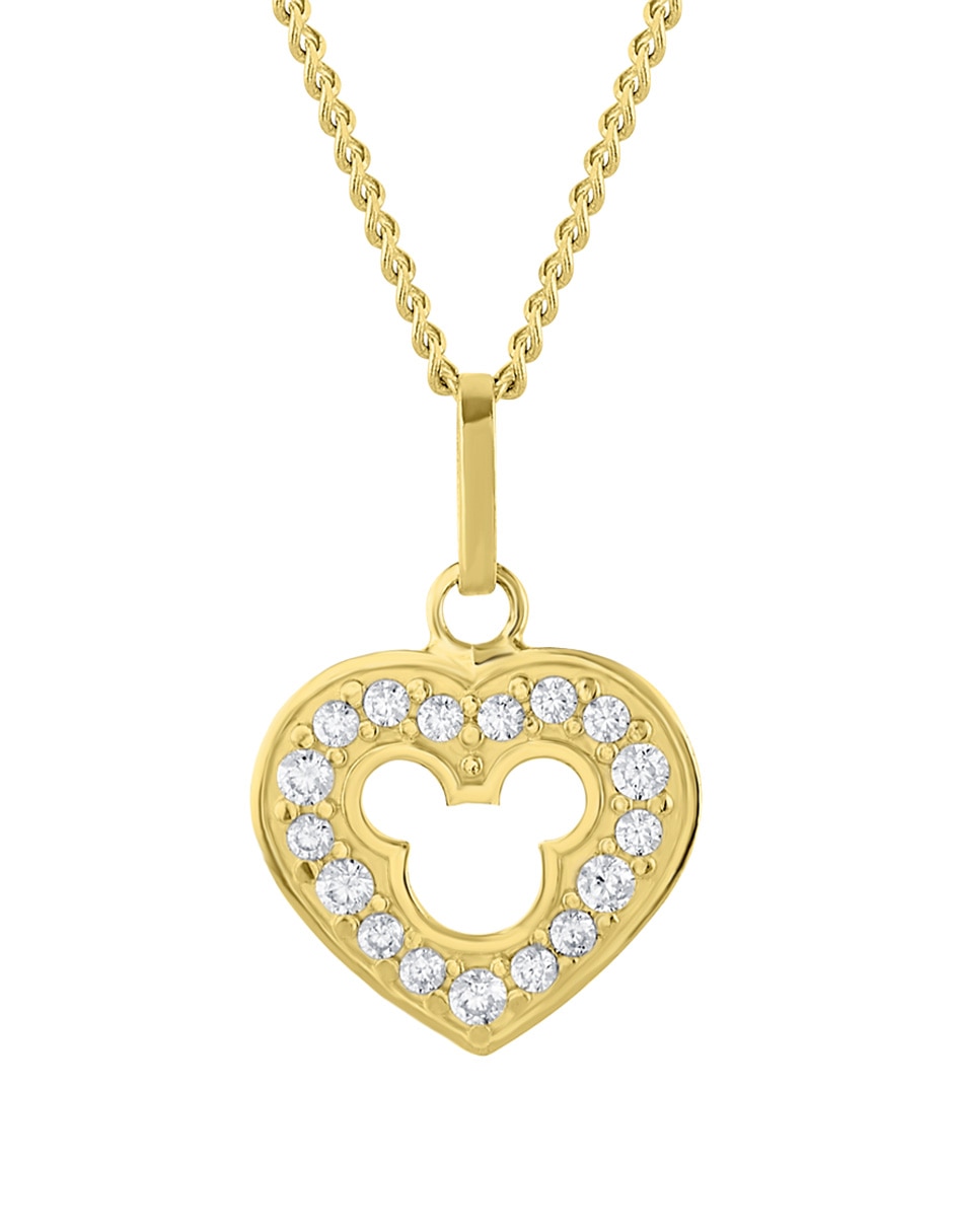 Collar Mickey Mouse de corazón Disney de oro amarillo 14 K Collar Mickey Mouse de corazón Disney de oro amarillo 14 K