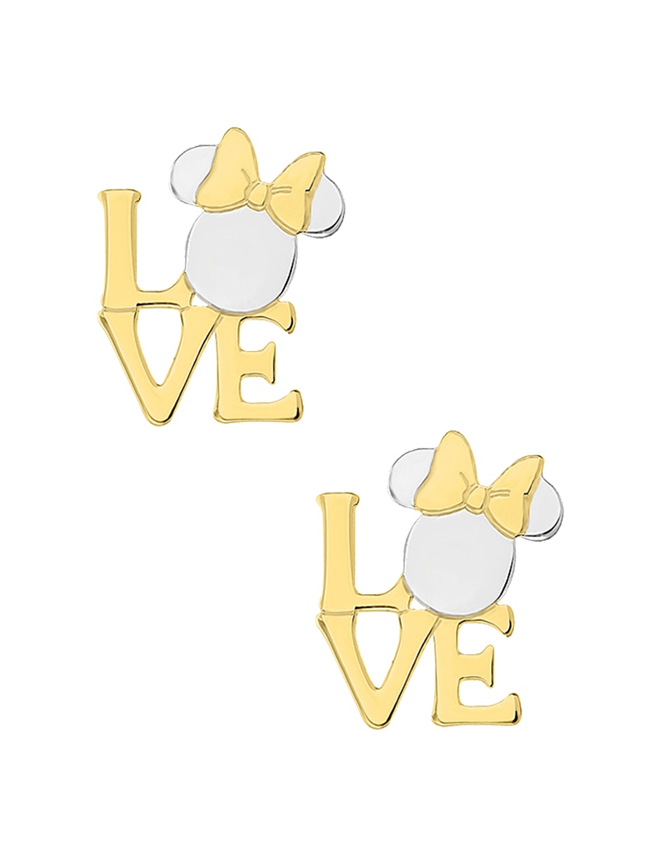 Broqueles de letra Disney de oro amarillo 14 K con acabado pulido
