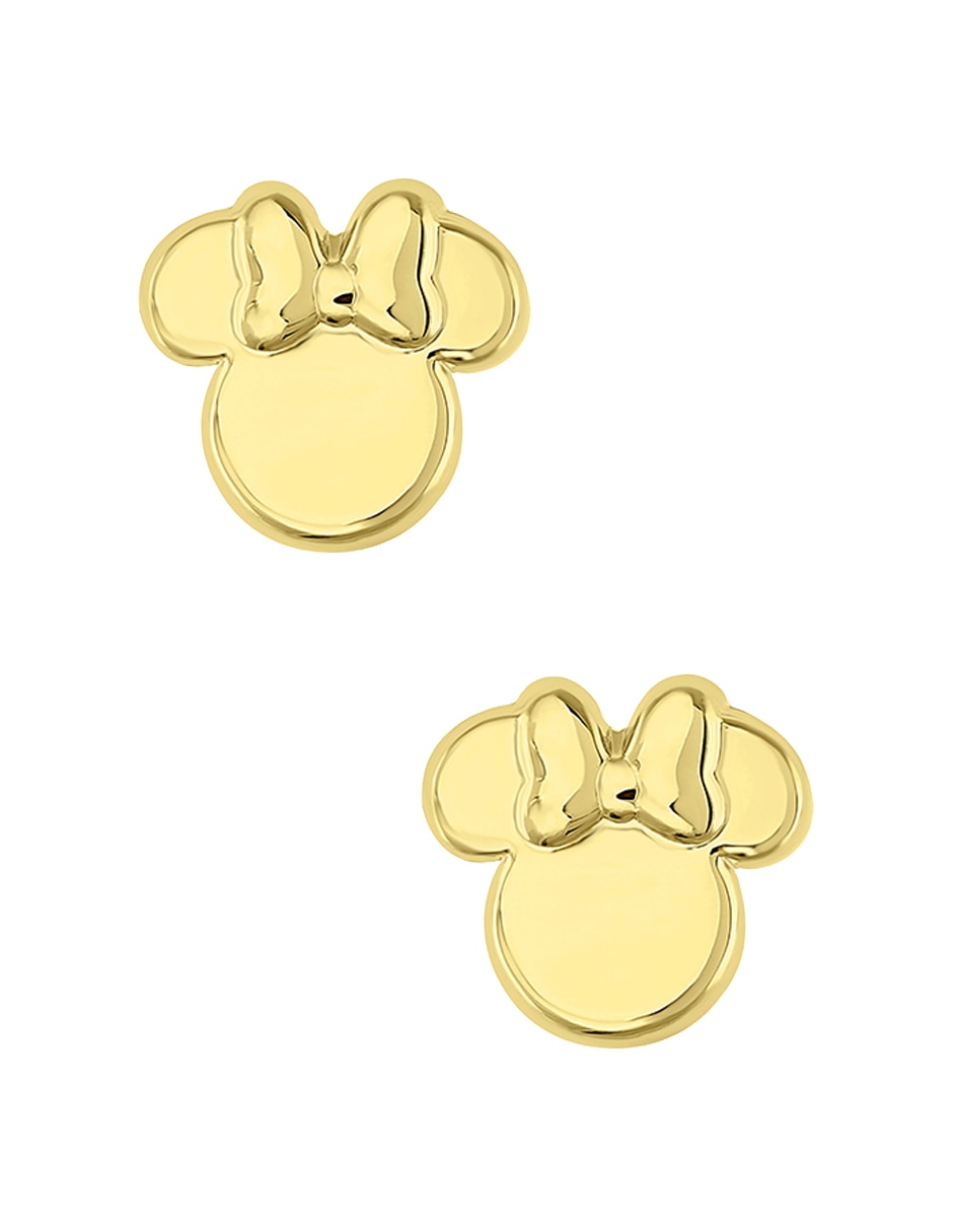 Broqueles Disney Minnie Mouse de oro amarillo 14 K con acabado brillante