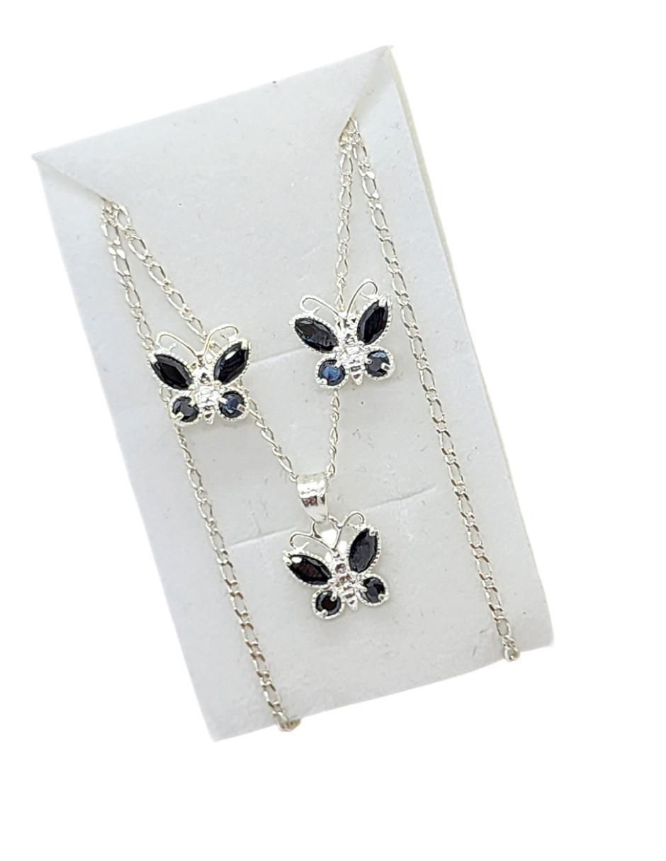 Aretes y collar de mariposa Insectos de plata P925 zirconia 4