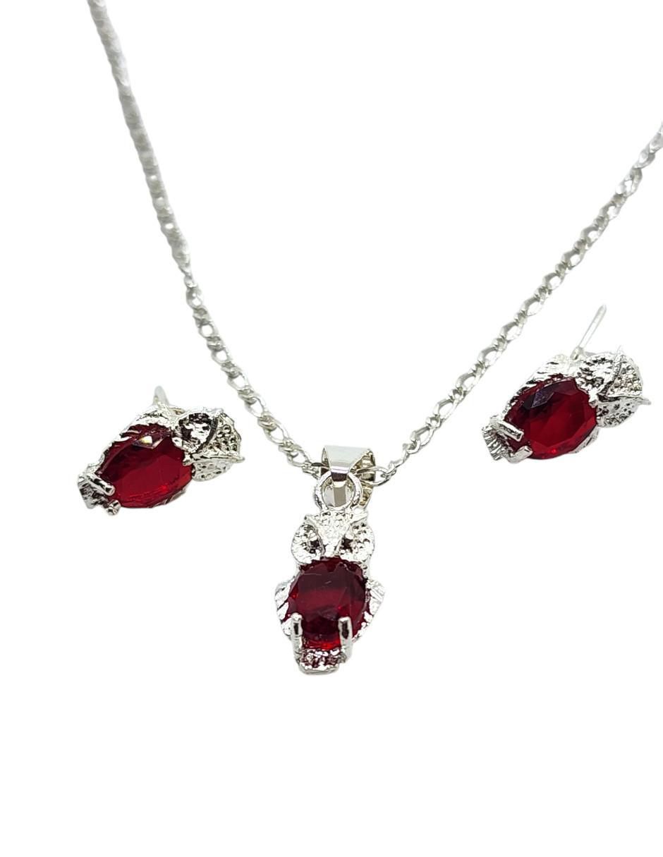 Aretes y collar de búho Ave Nocturna de plata P925 zirconia
