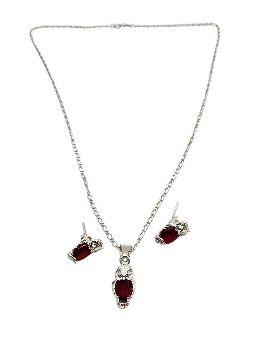 Aretes y collar de búho Ave Nocturna de plata P925 zirconia 5