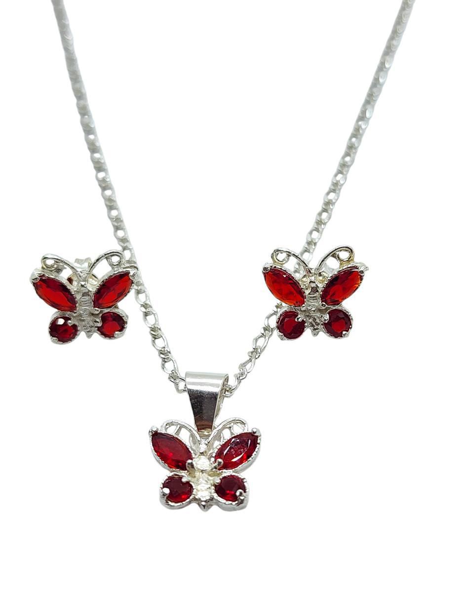 Aretes y collar de mariposa Insectos de plata P925 zirconia