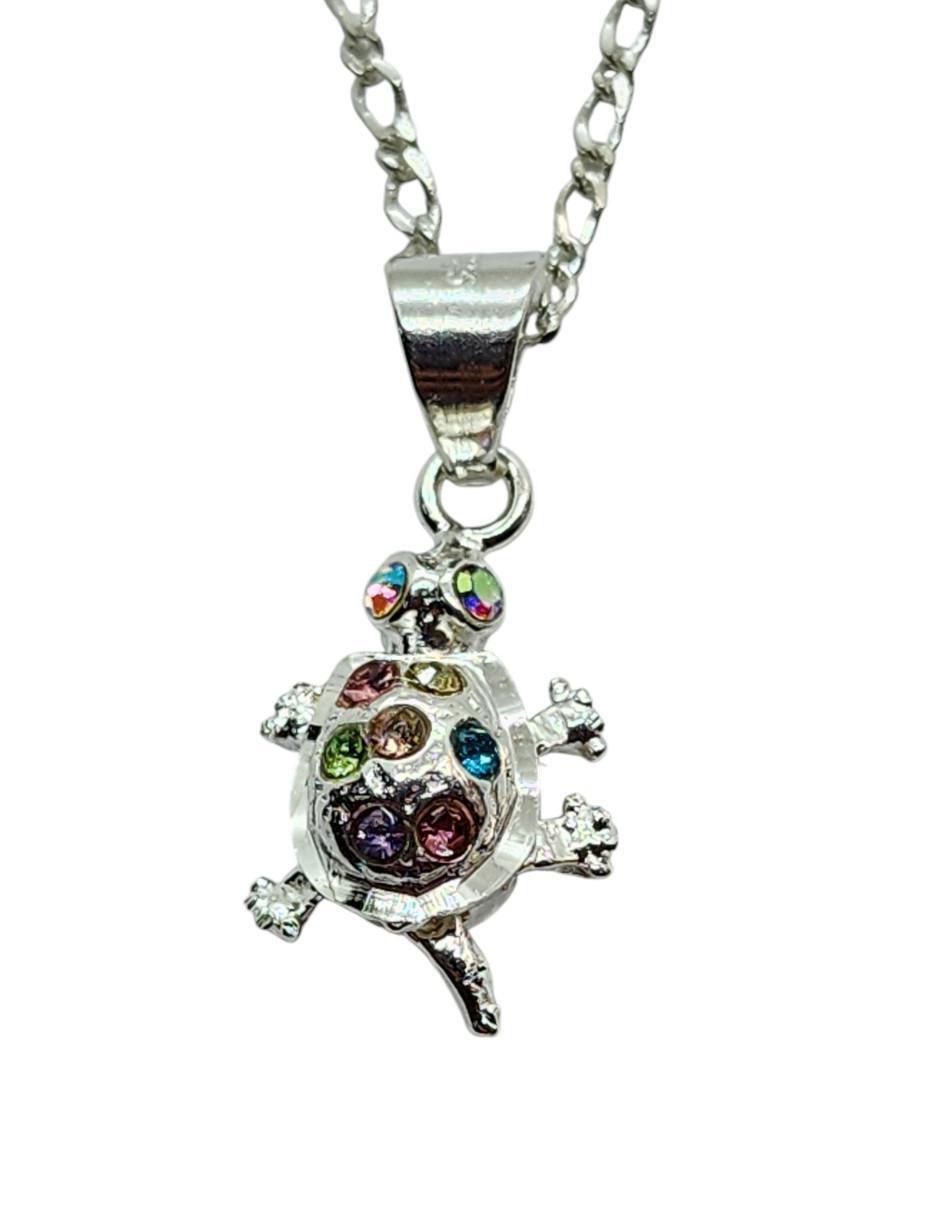 Collar y pulsera de tortuga Reptil Marino de plata P925 zirconia 4