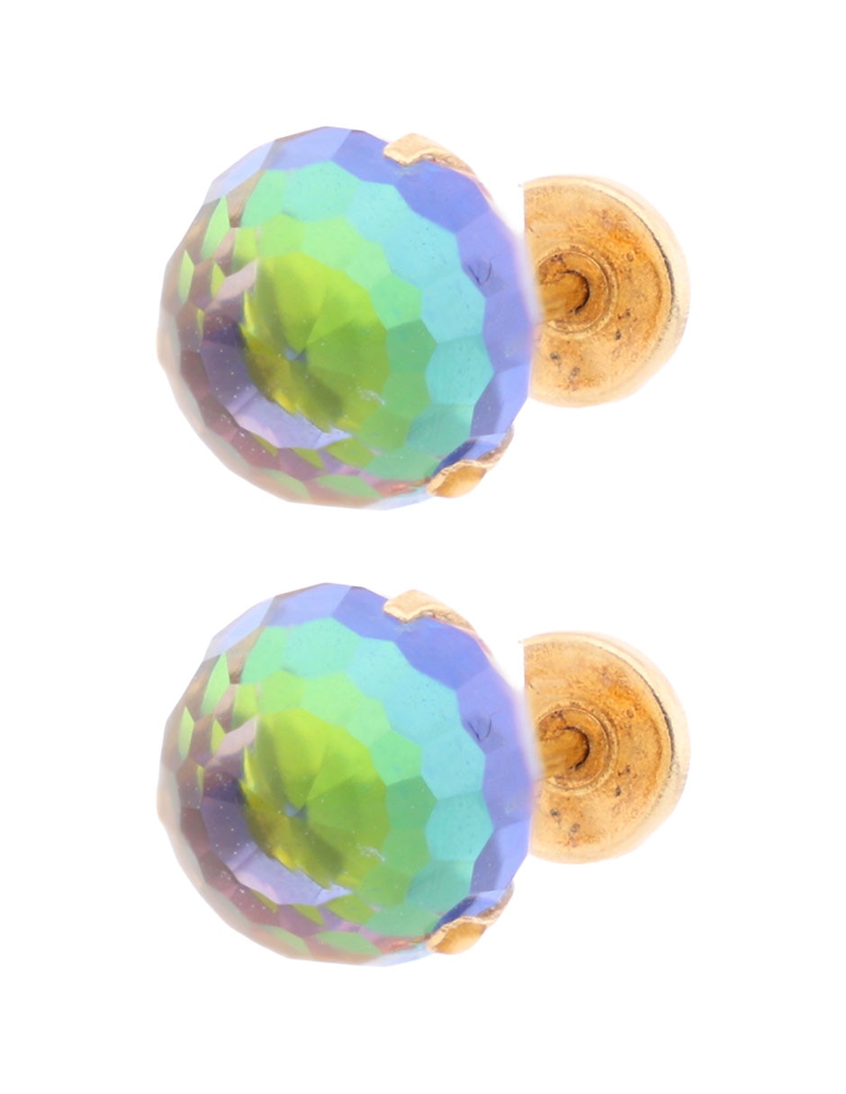 Broqueles de esfera de oro 14 K con acabado pavé zirconia 2