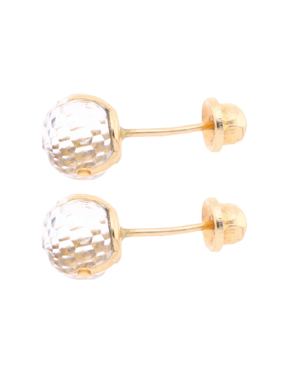 Broqueles de esfera de oro 14 K con acabado pavé zirconia 3