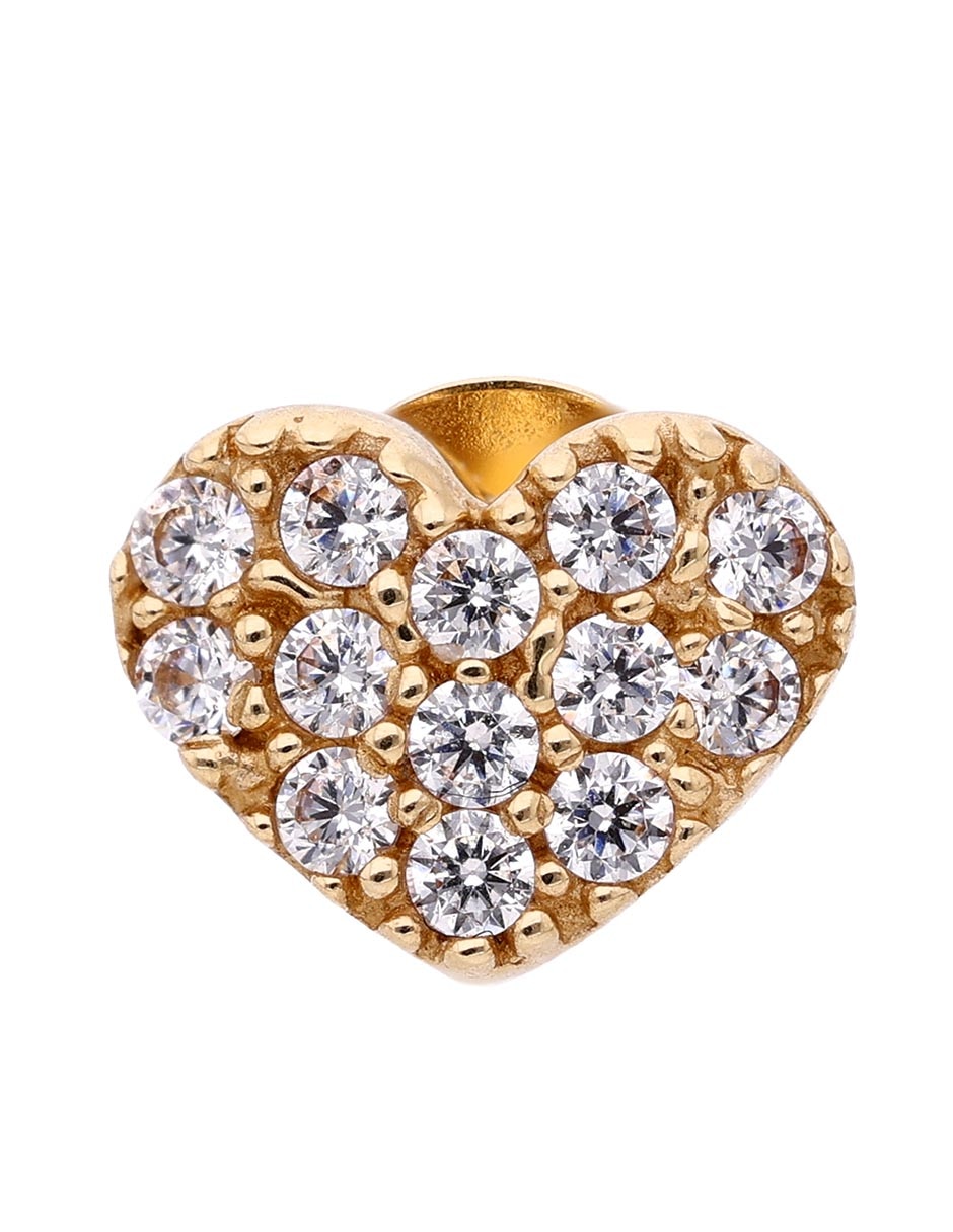 Broqueles de corazón de oro 14 K con acabado pulido zirconia Broqueles de corazón de oro 14 K con acabado pulido zirconia