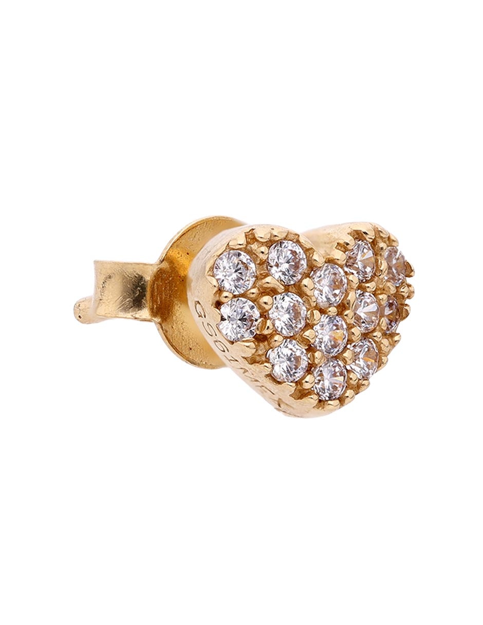 Broqueles de corazón de oro 14 K con acabado pulido zirconia 2