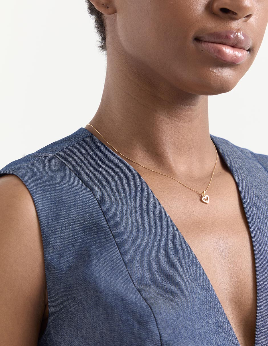 Collar con dije de corazón de oro 14 K 3