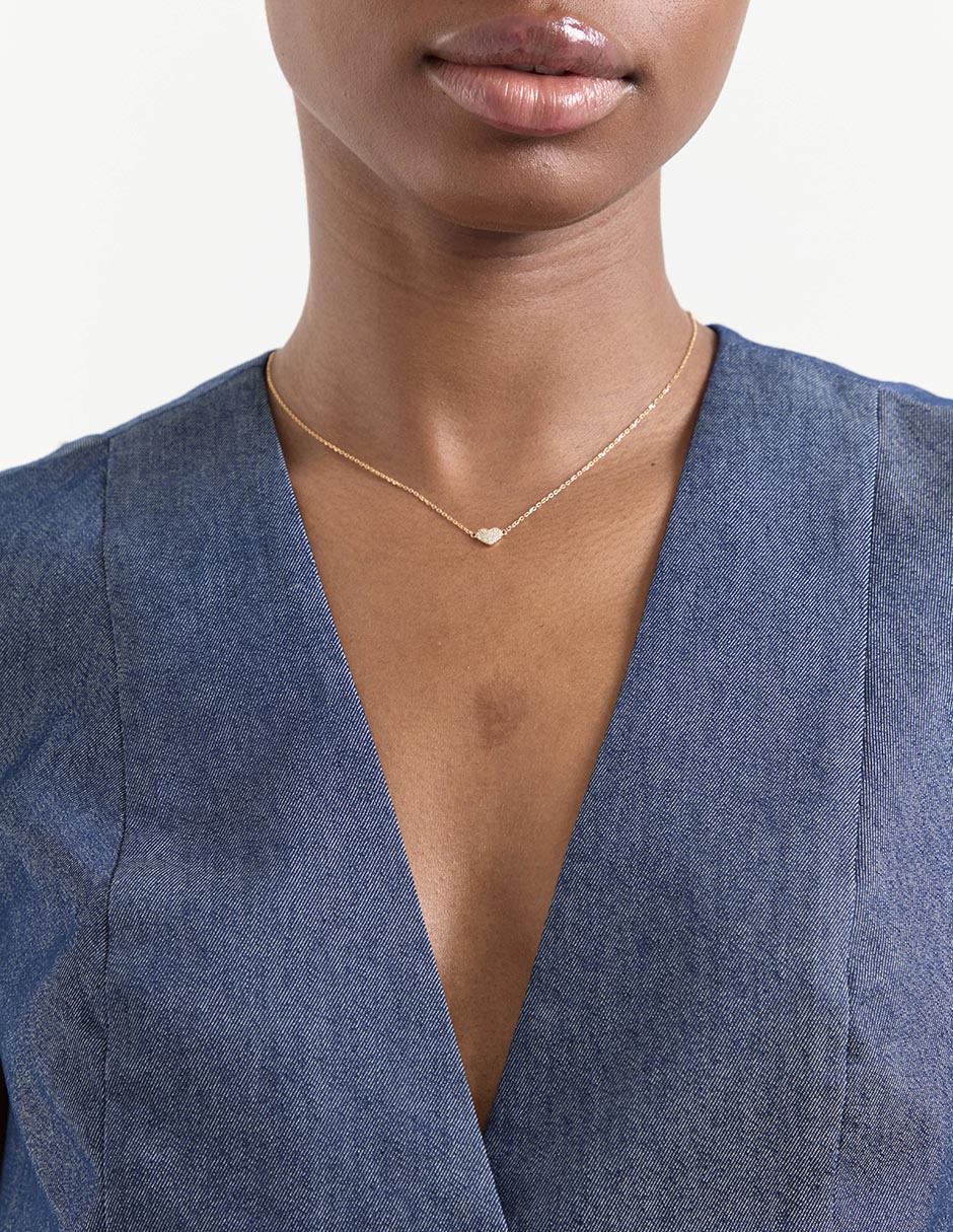Collar de corazón de oro amarillo 14 K 3