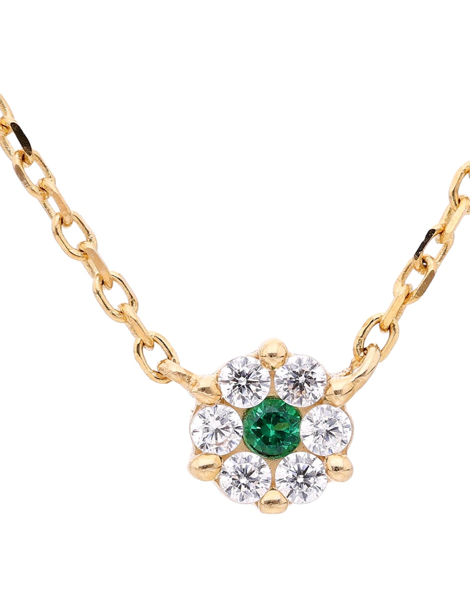 Collar con dije de flor de oro 14 K