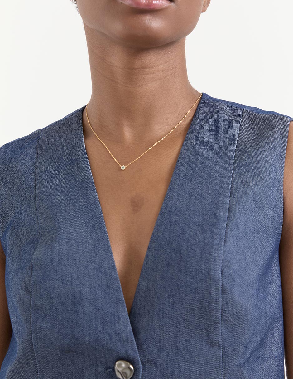 Collar con dije de flor de oro 14 K 3
