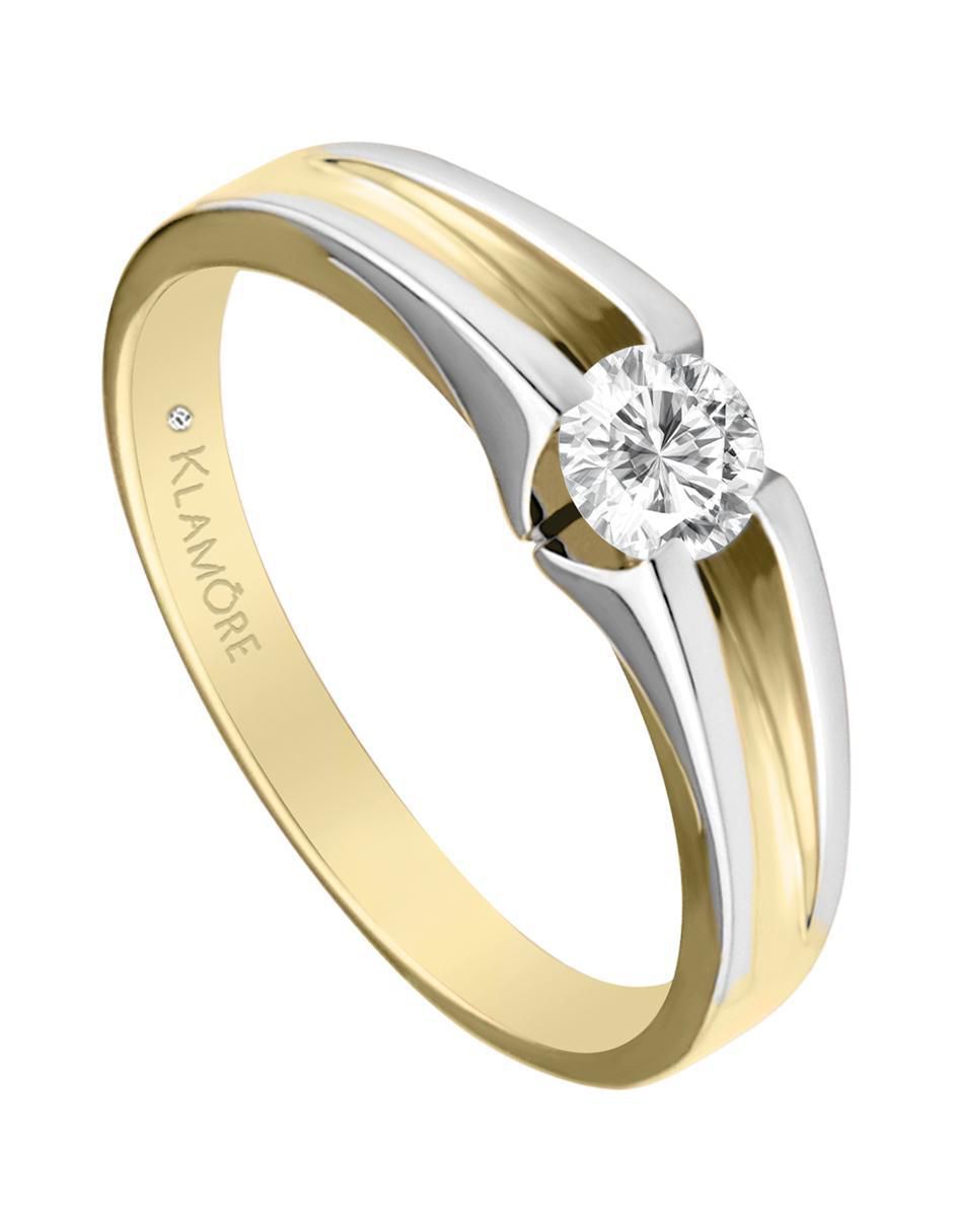 Solitario "de" oro 14 k klamore fusione diamante