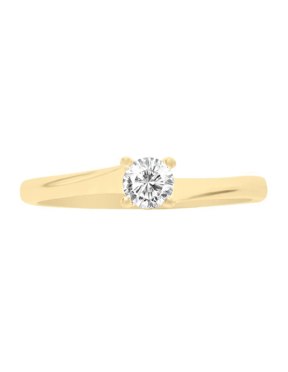 Solitario de oro 14 k Danya diamante