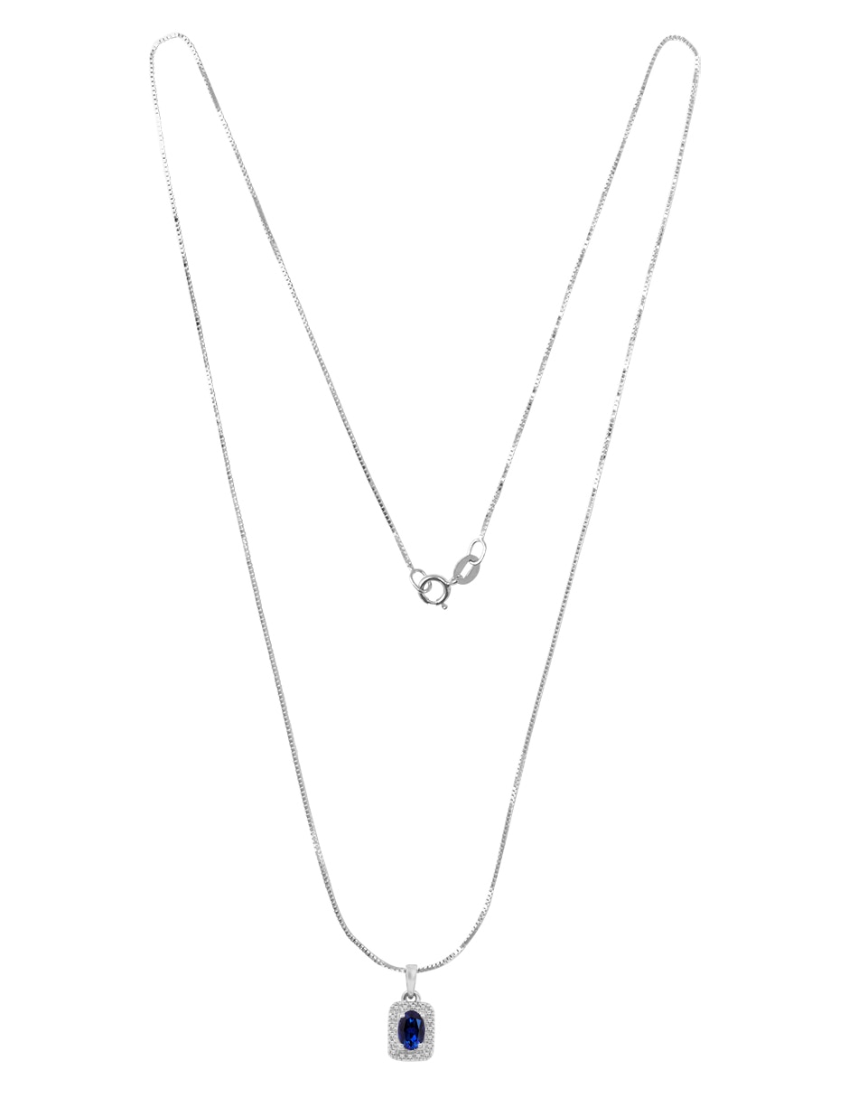 Collar con dije cuadrado Carre de oro blanco 14 K