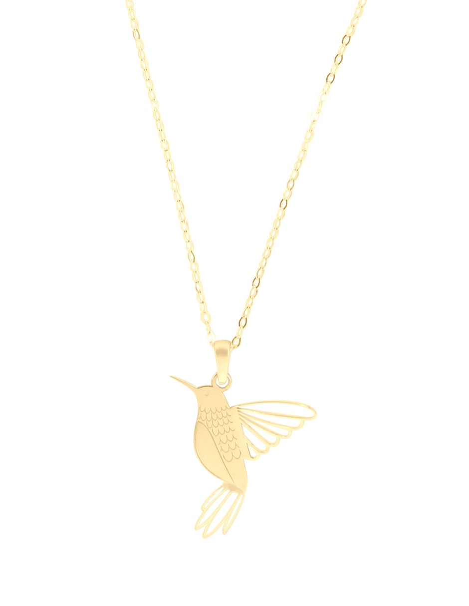 Collar con dije de colibrí de oro amarillo 14 k