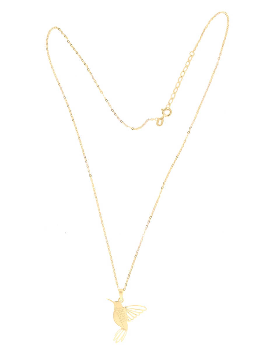 Collar con dije de colibrí de oro amarillo 14 k 2