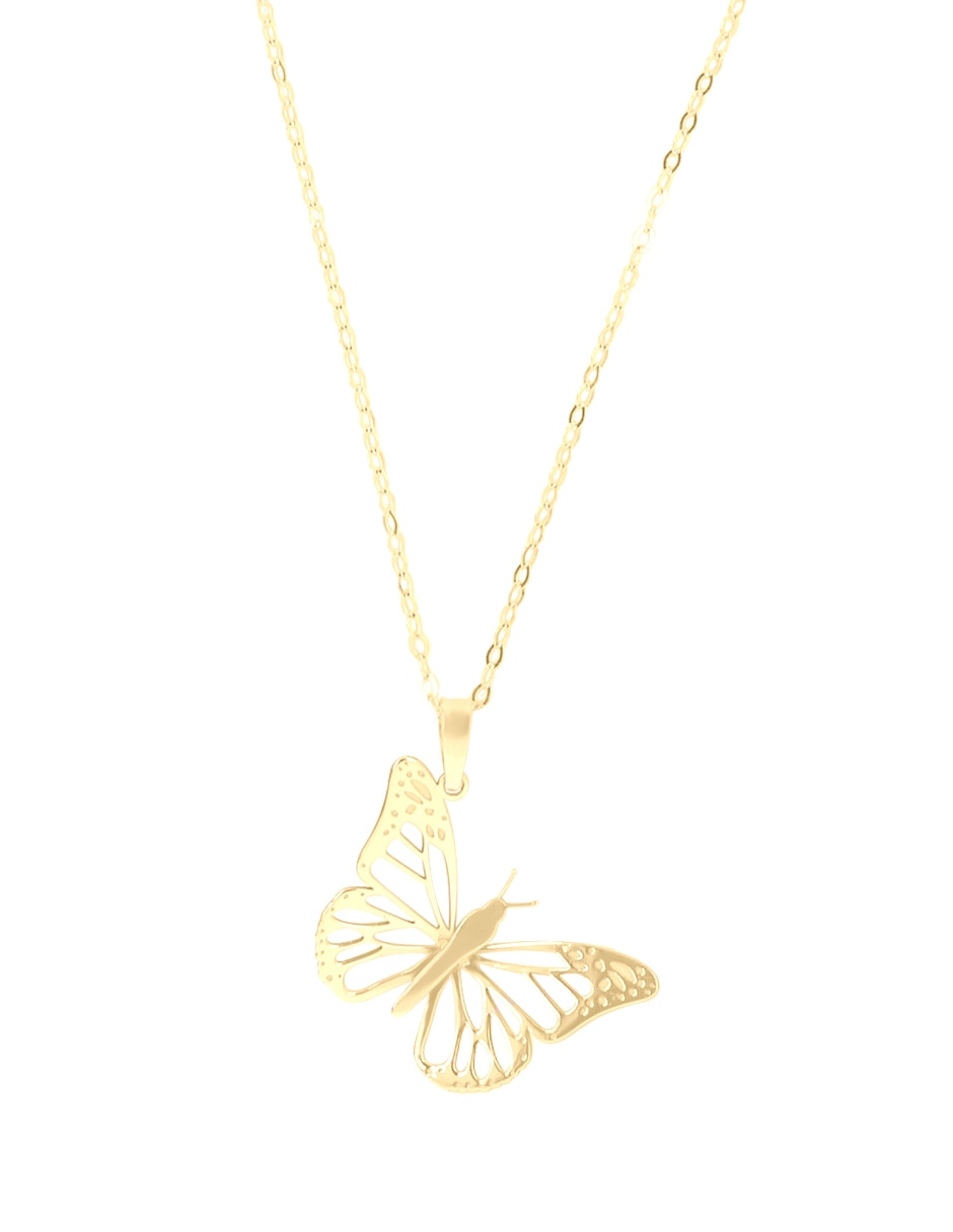 Collar con dije de mariposa de oro amarillo 14 K