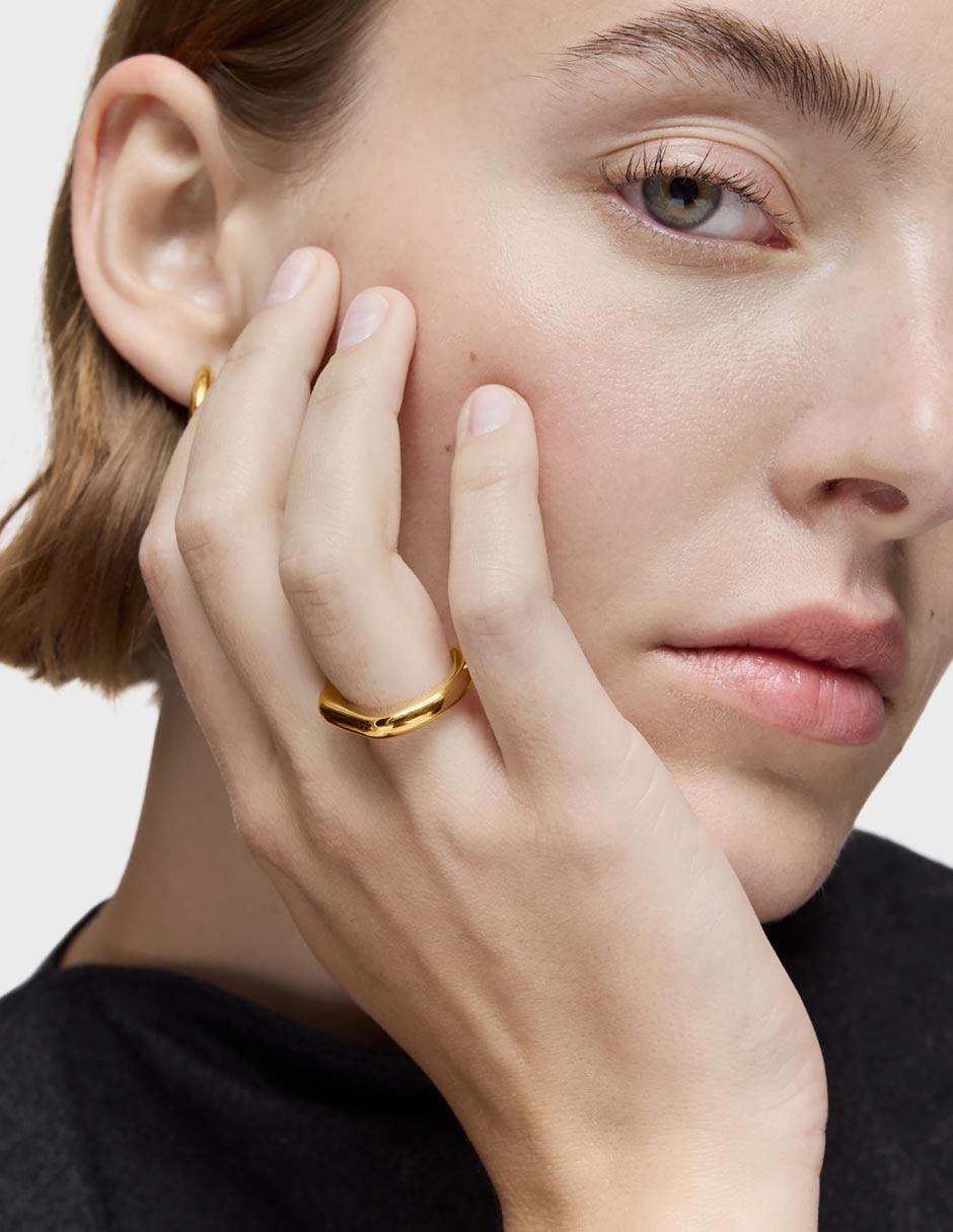 Anillo Line de plata P 925 con acabado baño de oro 3