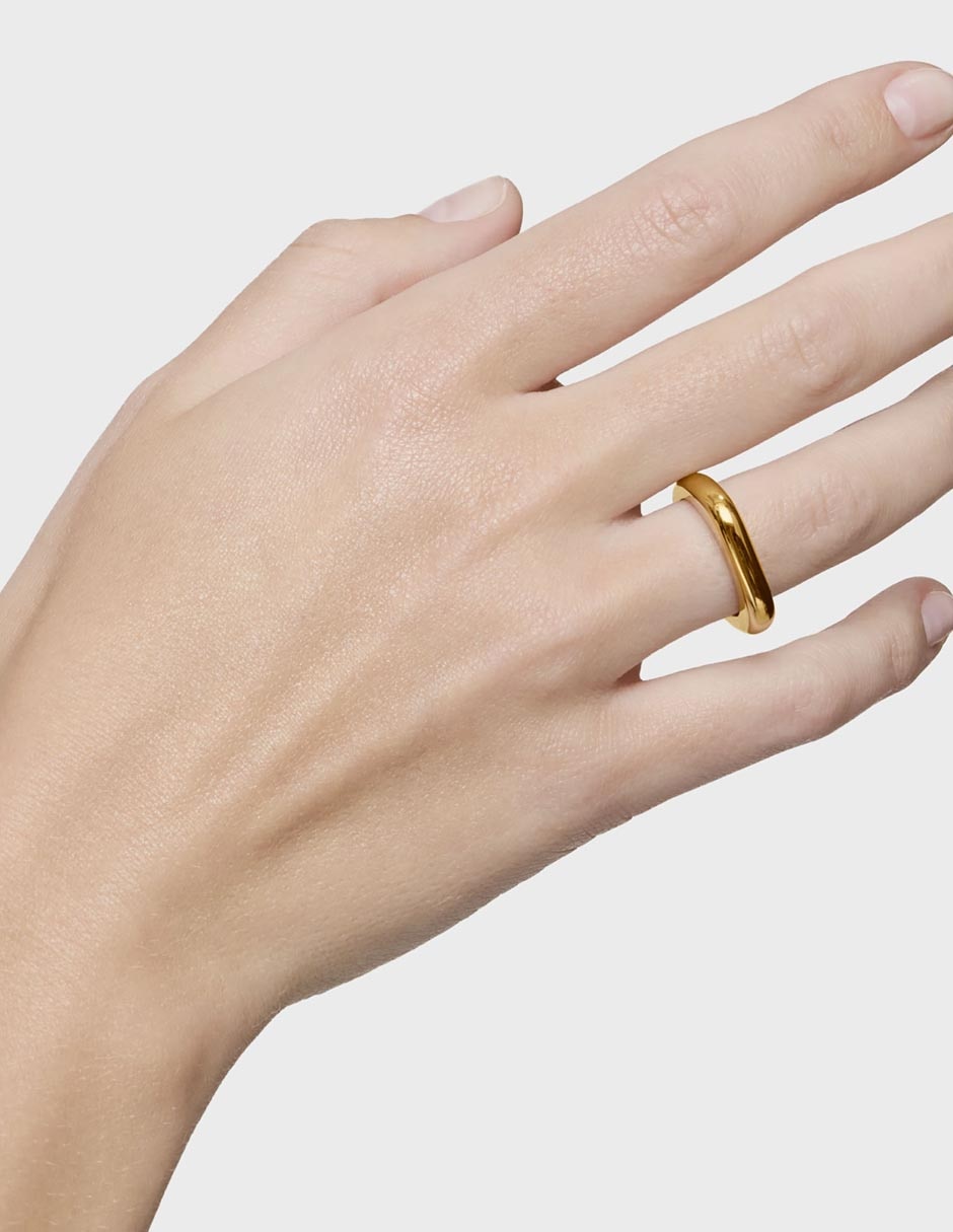 Anillo Line de plata P 925 con acabado baño de oro 5