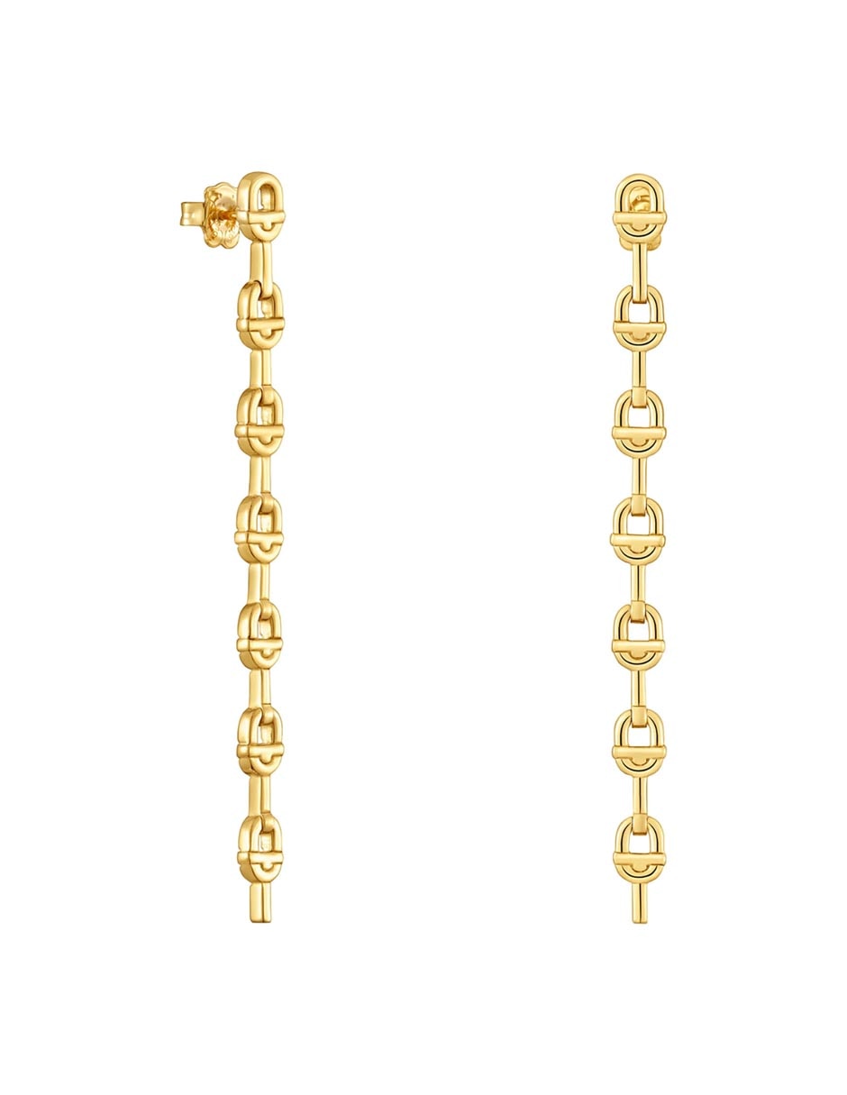 Aretes de eslabones de plata p 925 con acabado baño de oro