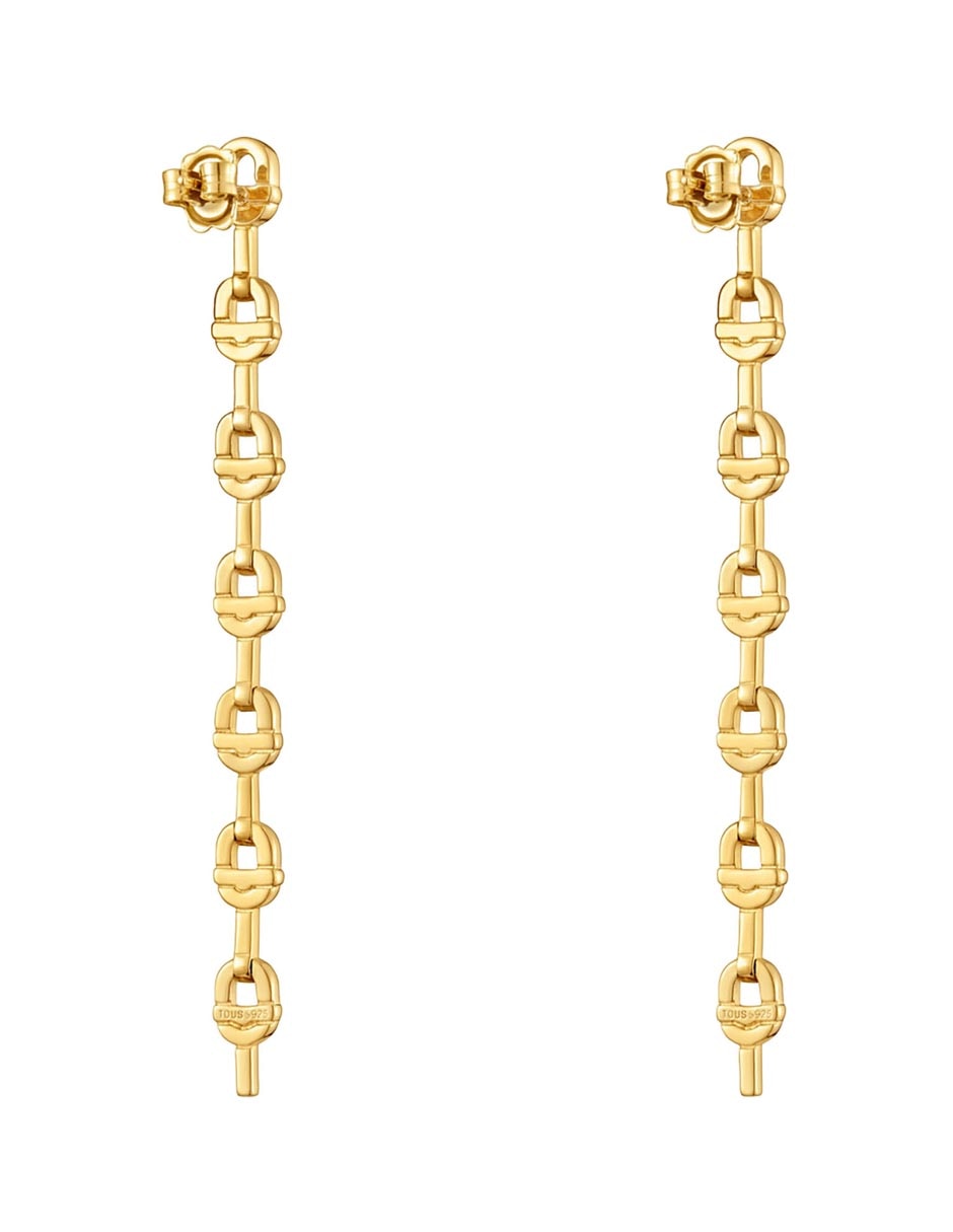 Aretes de eslabones de plata p 925 con acabado baño de oro 8