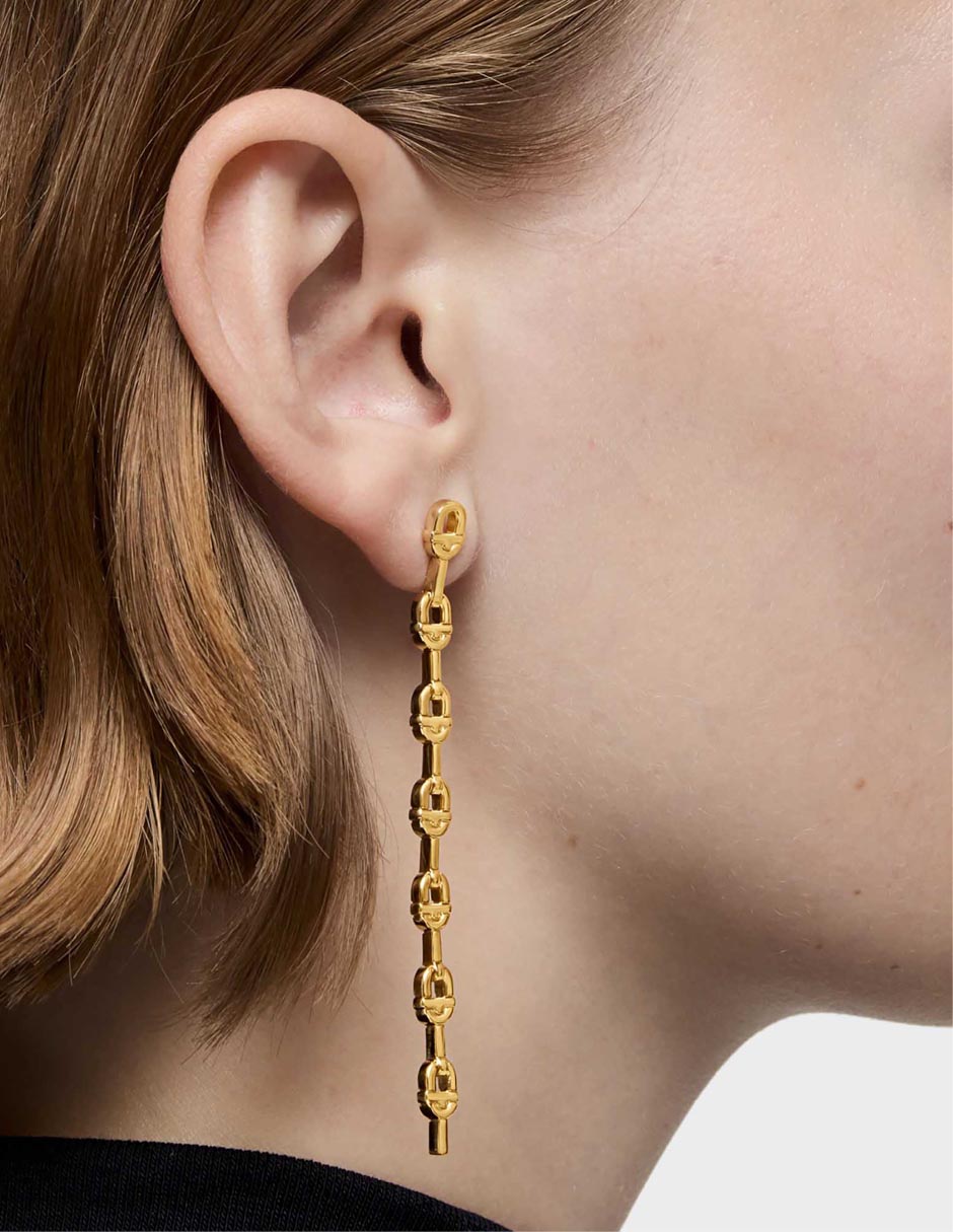 Aretes de eslabones de plata p 925 con acabado baño de oro 11