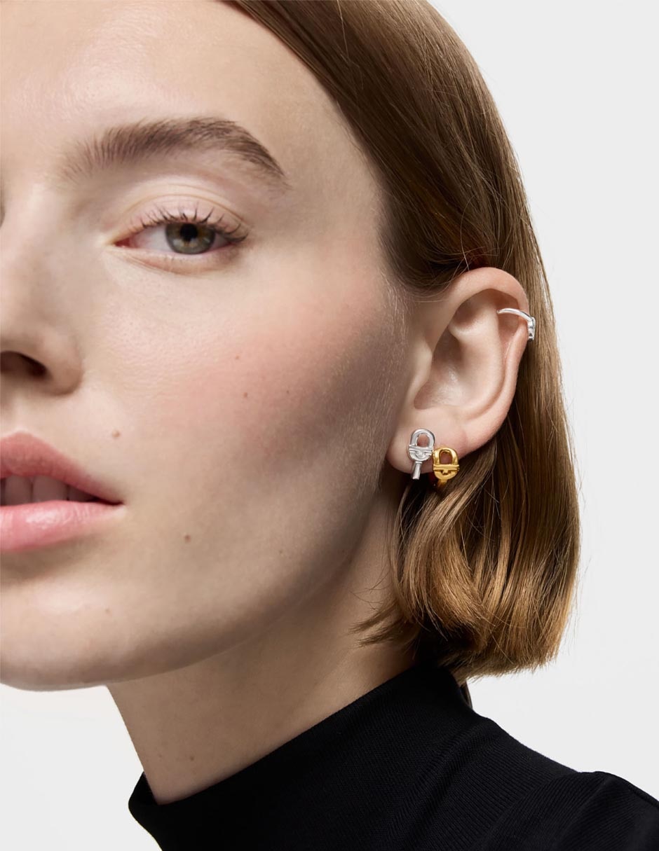 Aretes de eslabones Manifesto de plata P 925 con acabado brillante 5