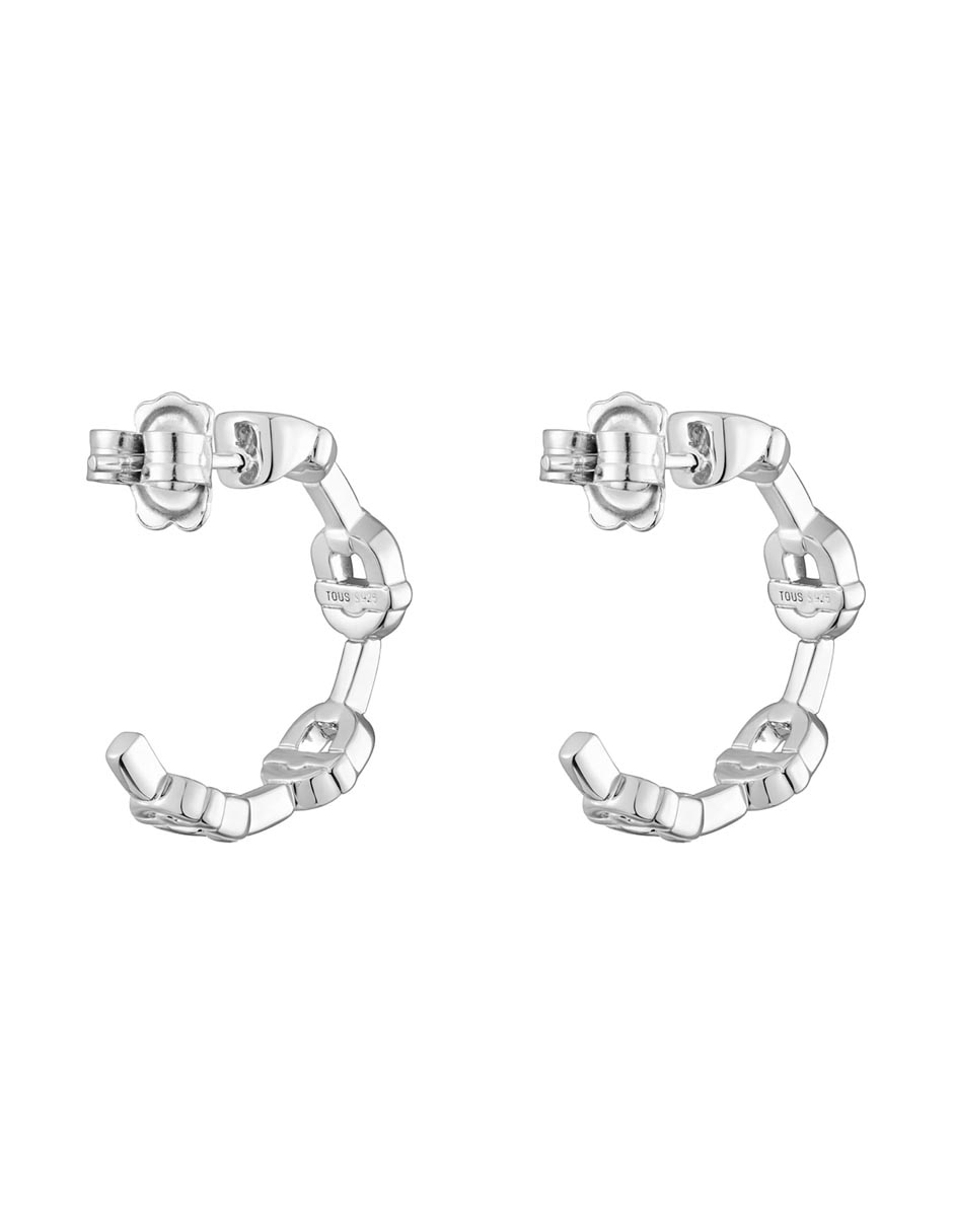 Aretes de aro circulares Manifesto de plata P 925 con acabado brillante 3